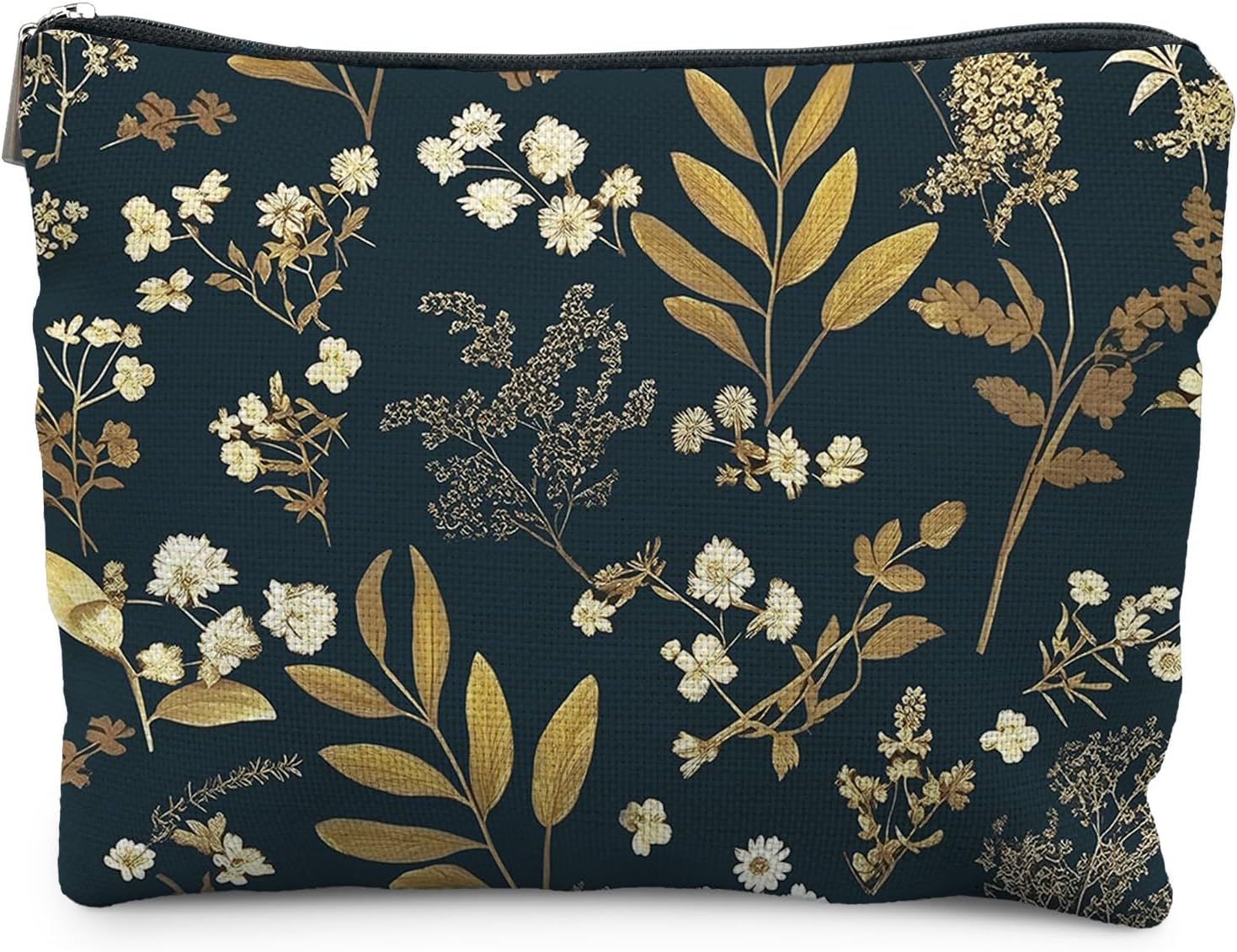 Vintage Boho Floral Makeup Bag, Dark Moody Wildflowers Floral Cosmetic Bags for Women, Dark