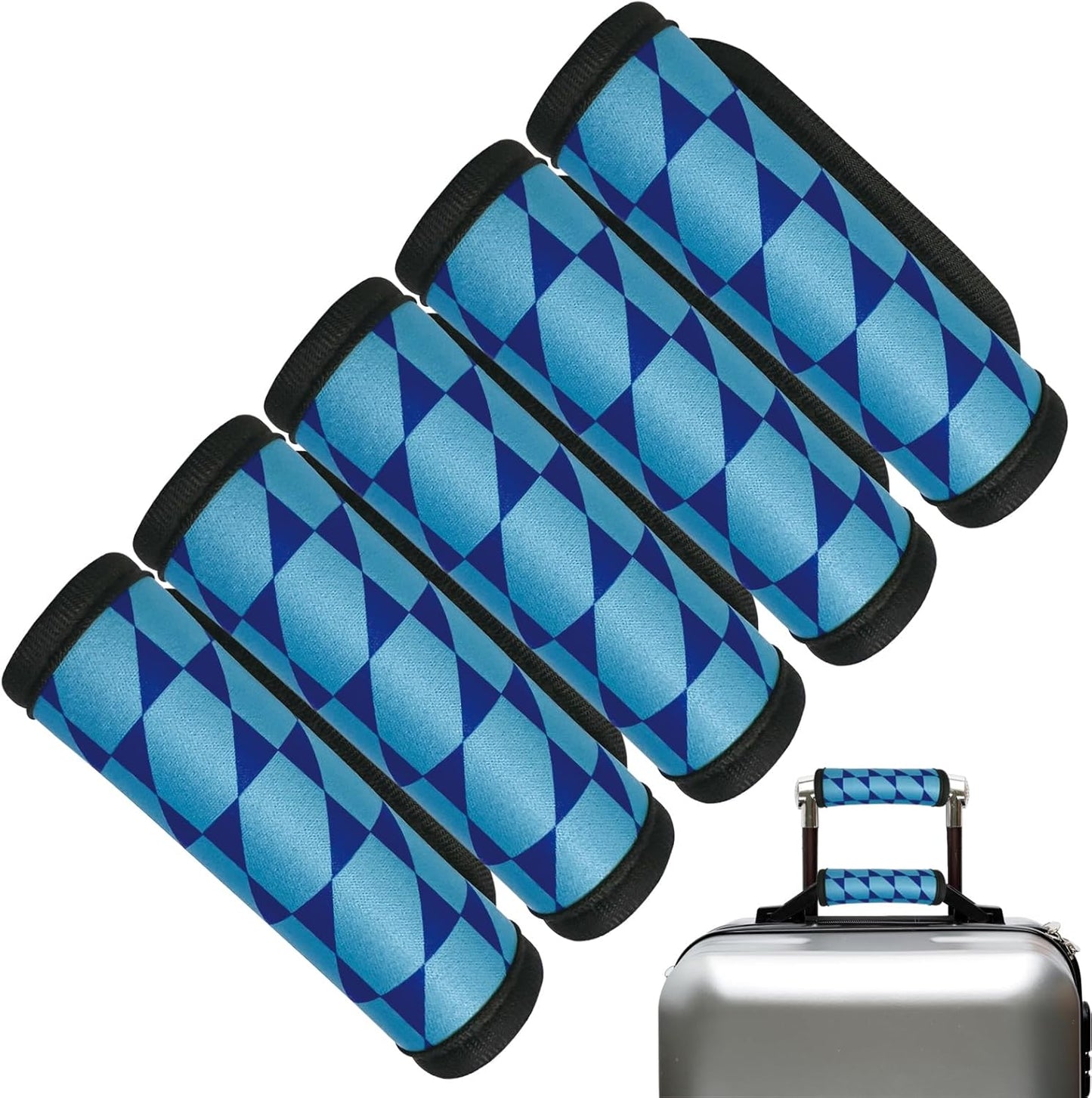 5 Pack Luggage Handle Wrap, Cute Luggage Tap Identifiers for Cruise Travel, Suitcase Tags Travel Accessories for Airplane Flying, Blue