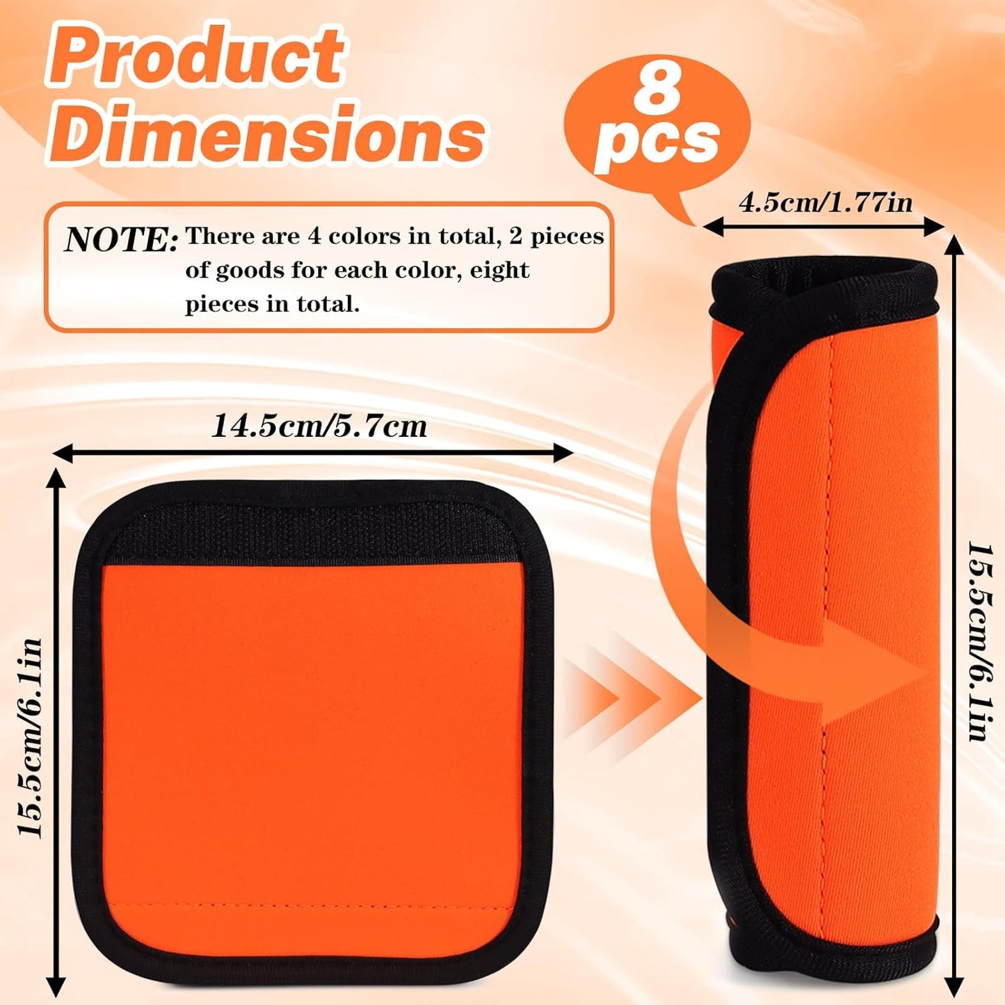 8 Pcs Soft Luggage Handle Wrap Grip Cover Identifiers, 4 Vivid Color Suitcase Handle Wraps, Waterproof Luggage Handle Covers Tags Accessories for Travel Bag Trolley Case Airplane (4 Color)