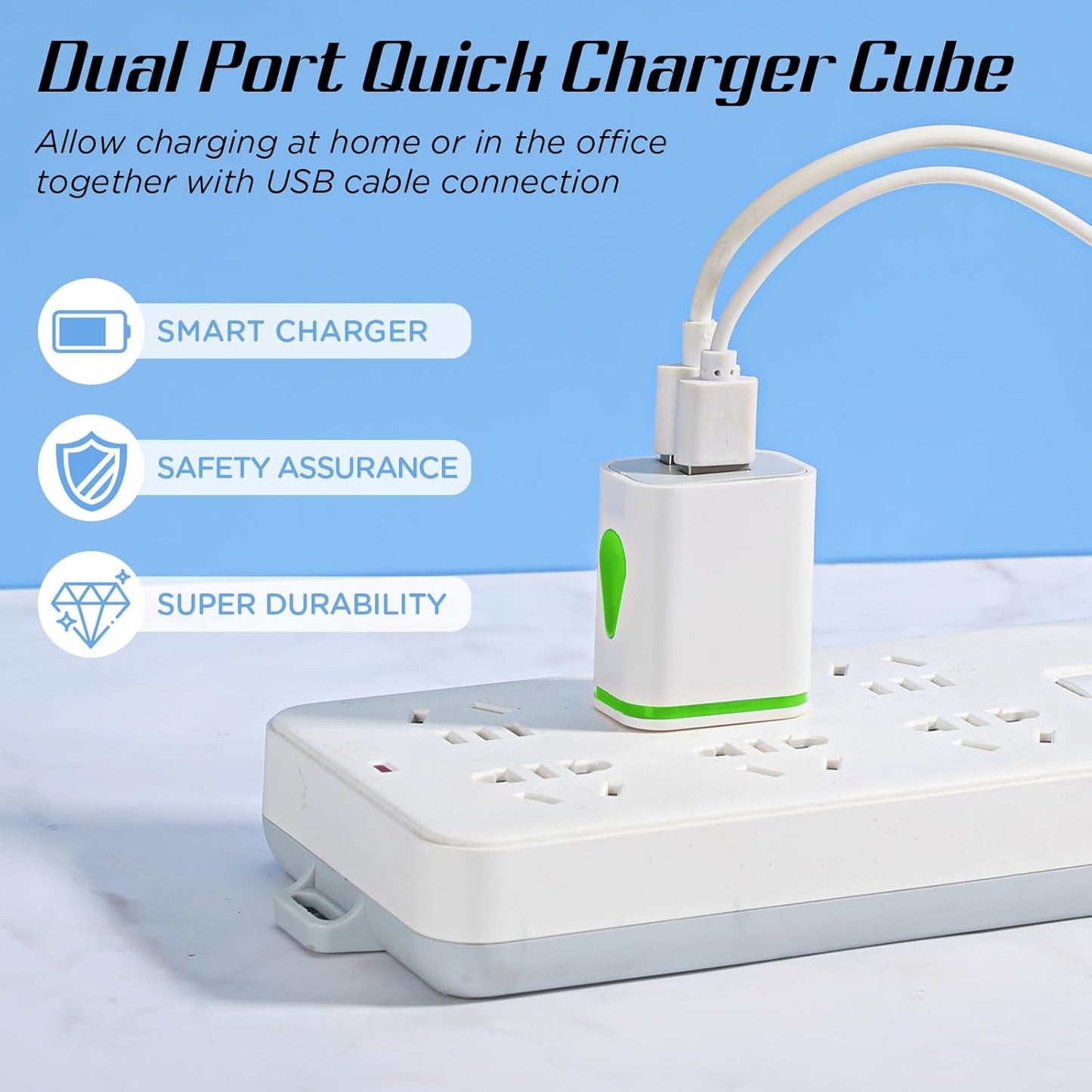 Xuhal 12 Pcs Fast USB Wall Charger Charging Block Bulk Adapter Plug Cube 2.1A USB Wall Charger Replacement for Most Smartphones and Tablets (Green)