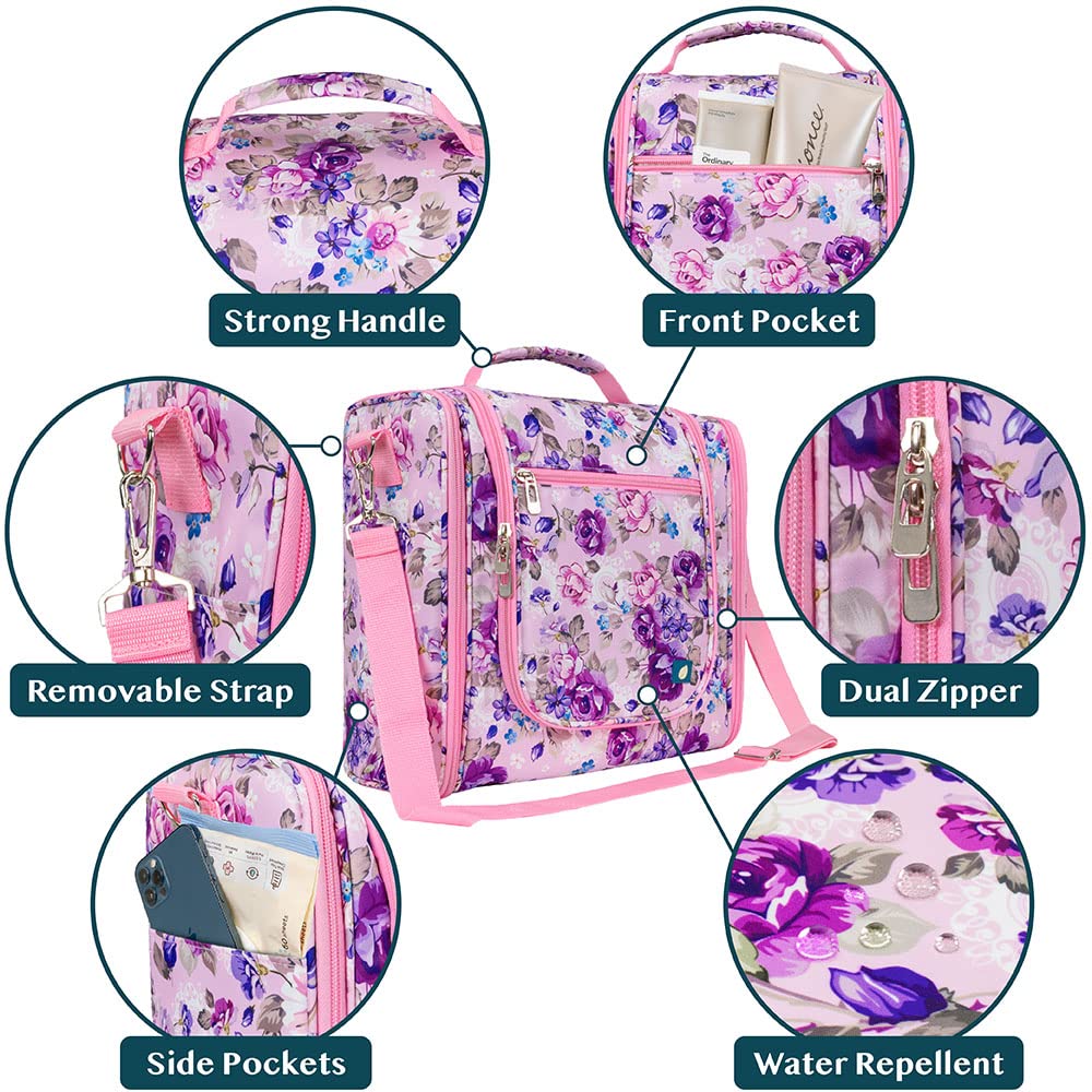PAVILIA Extra Large Toiletry Bag Travel Bag for Women Men, Hanging Cosmetic Organizer, Water
