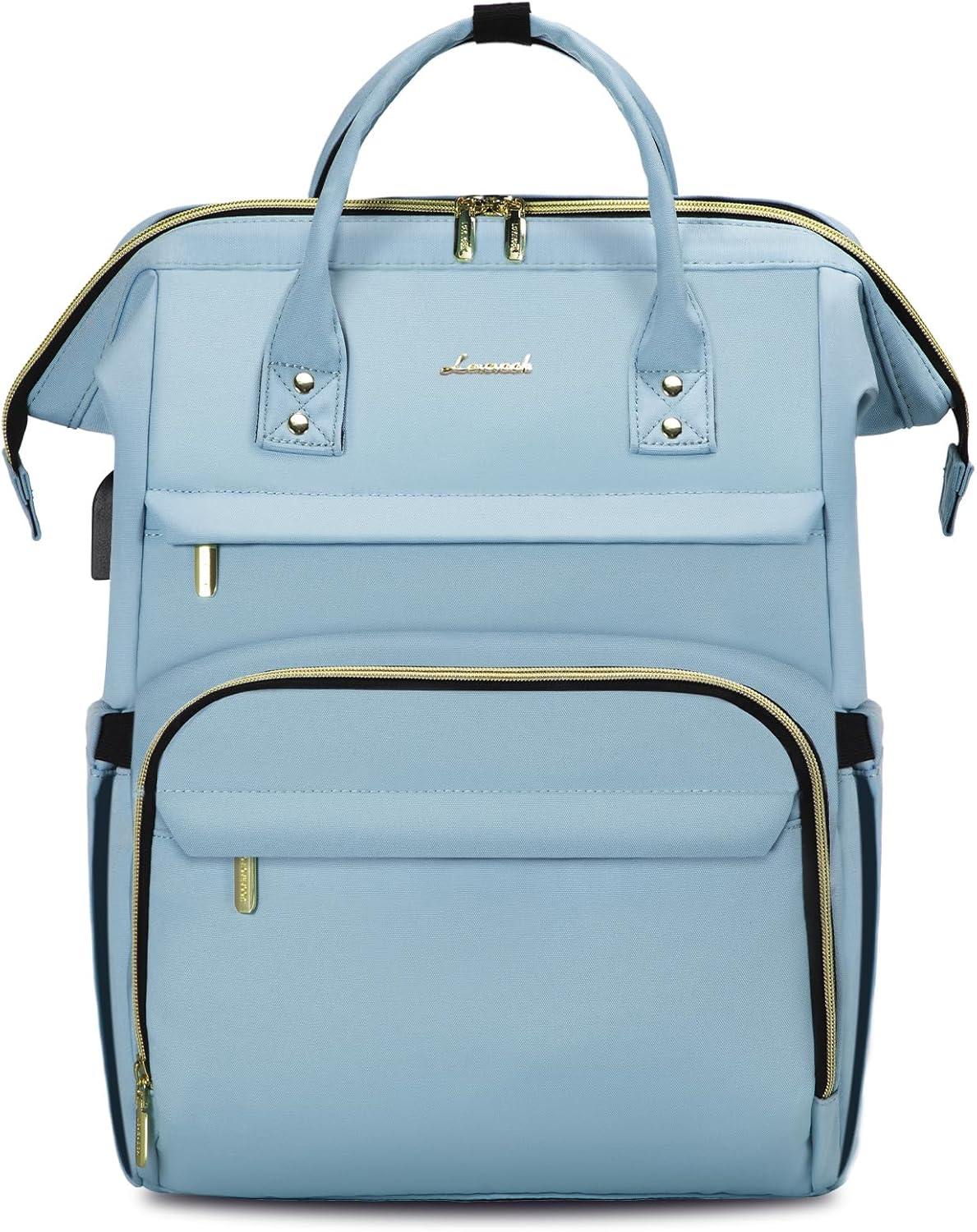 LOVEVOOK Laptop Backpack for Women,17 Inch Professional Womens Travel Backpack Purse Computer Laptop Bag Nurse Teacher Backpack,Waterproof College Work Bags Carry on Back Pack with USB Port,Sky Blue