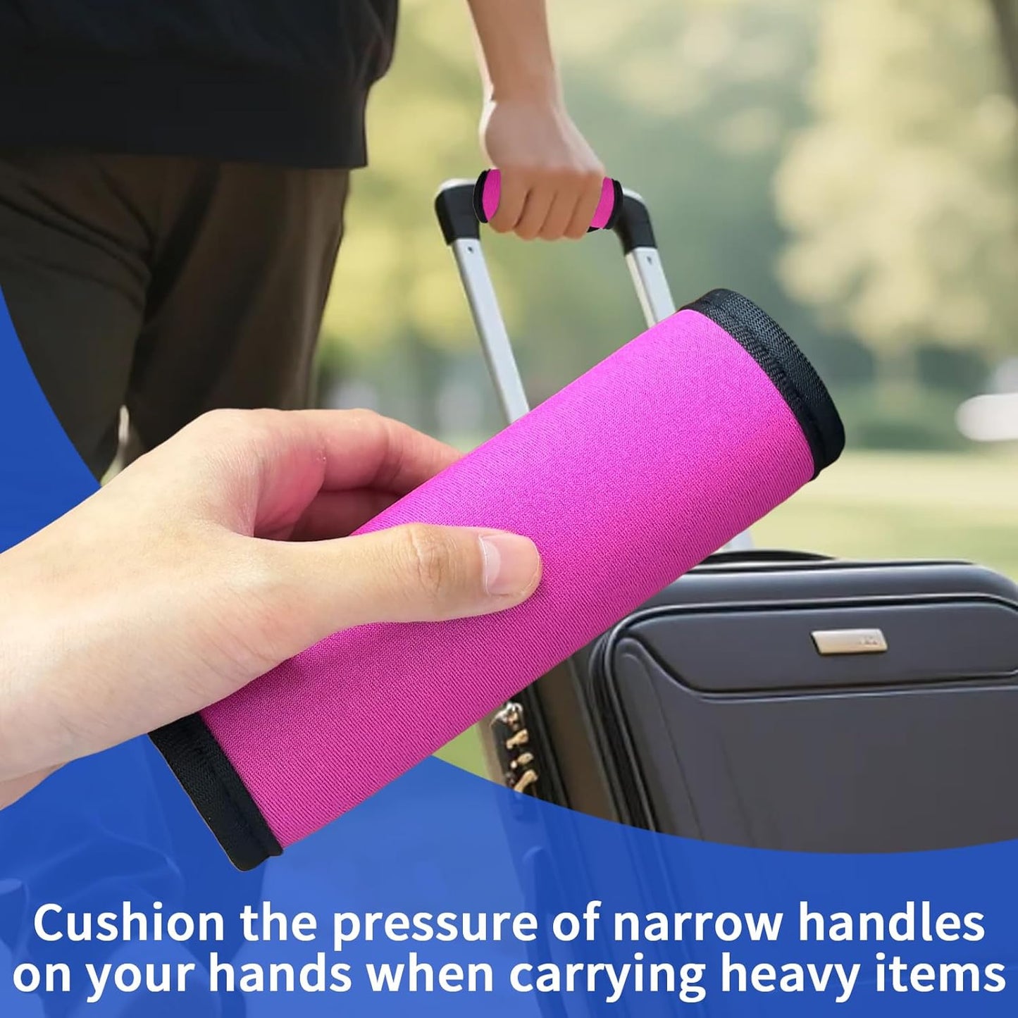 6 Pack Luggage Handle Wrap for Suitcase Luggage Tags Bright Soft Suitcase Identifiers Luggage Handle Covers Travel Accessories, Pink