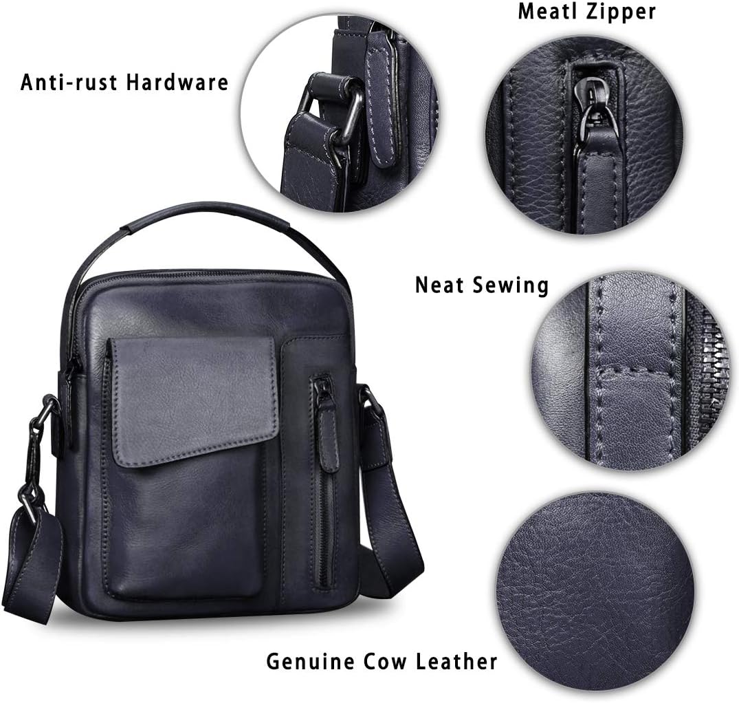 Genuine Leather Purses and Shoulder Bag for Men Vintage Real Leather Messenger Bag Handbag Crossbody Satchel Purse Strap