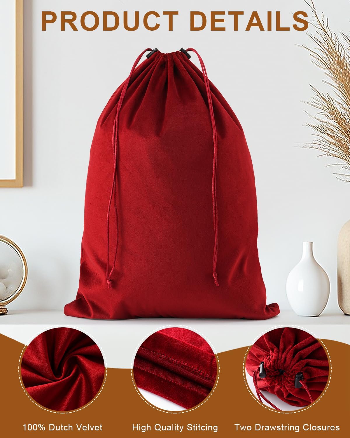 FantasyLife Shoe Bags for Travel, 2 PCS Washable Dust Bags for Storage & Packing, Flannel Shoe Pouch with Drawstring Closure for Purses, Handbags, Shoes & Toys (Rio Red)