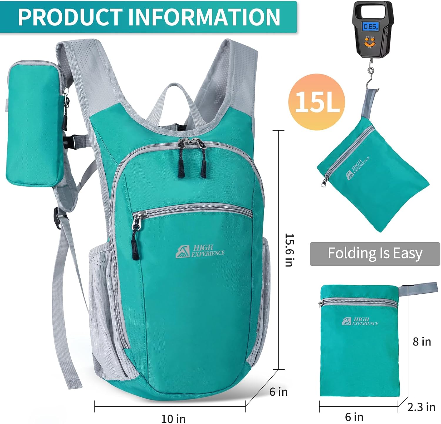 Hiking Backpack 10L/15L Small Daypack Lightweight Packable Travel Foldable Water Resistan for Women