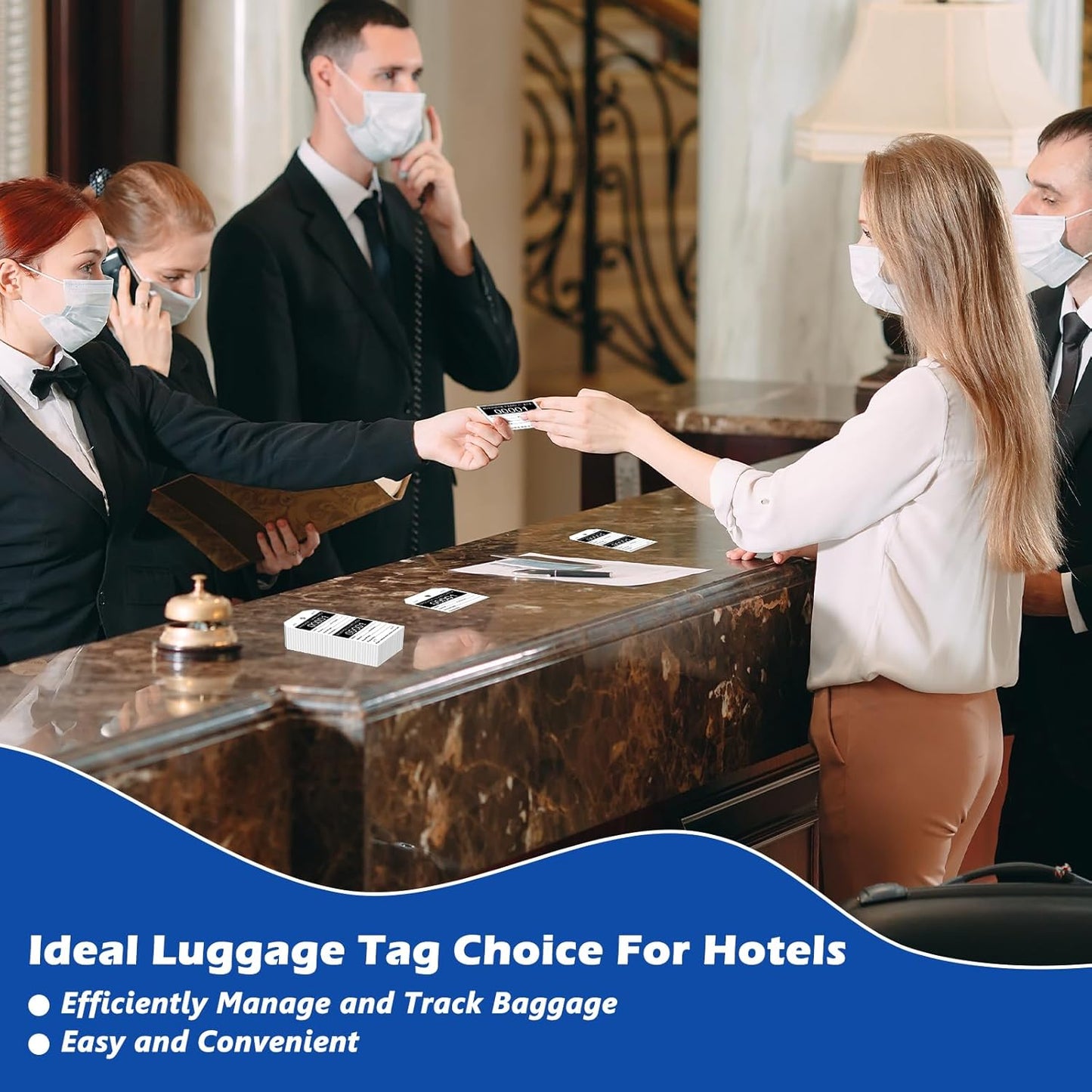500 Pcs Baggage Claim Tag Hotel Luggage Tag Bulk with White String Paper Baggage Claim Check Tags Perforated Claim Ticket Black Luggage Id Tickets Serial Numbering for Hotel Motel Bag Storage