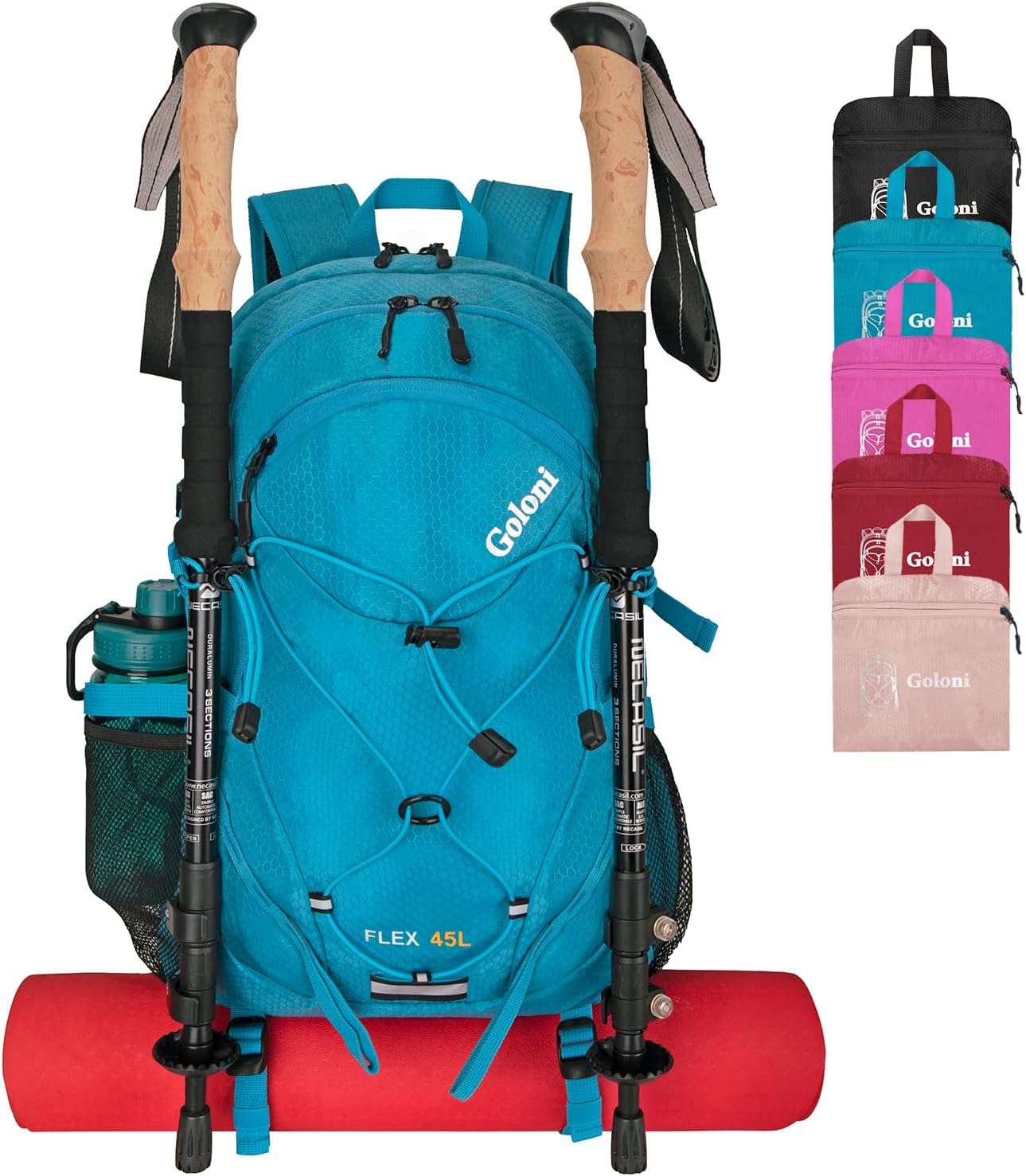 45L Hiking Backpack with Rain Cover, Lightweight Foldable Camping Backpack for Trekking