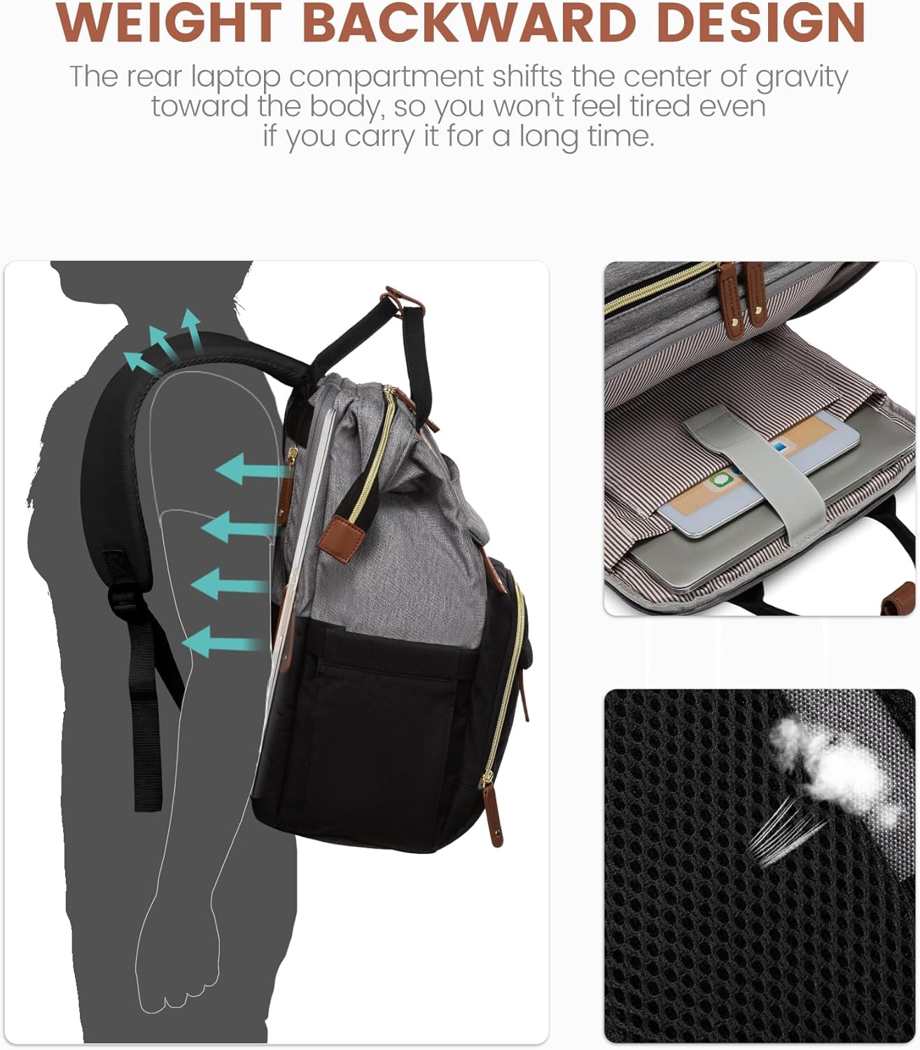 LOVEVOOK Laptop Backpack for Women, 15.6'' Waterproof Nurse Bag Teacher Work Backpack Purse for Women, Travel Computer Backpack for College Office Business Ladies