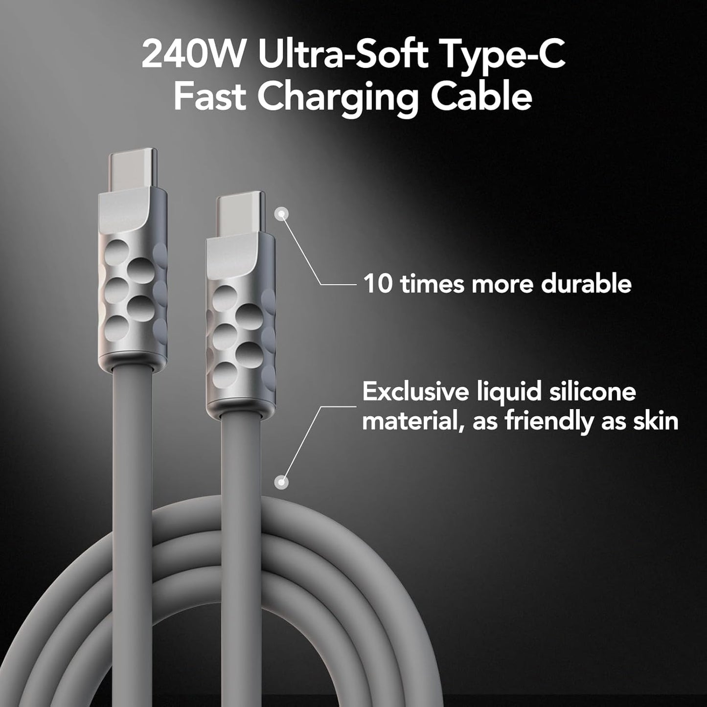 MFish USB C to USB C Cable 5FT, 240W Max Type-C Fast Charging Cord for iPhone 15/16/17 Series, iPad, MacBook and More (Grey Type c, 5Ft)