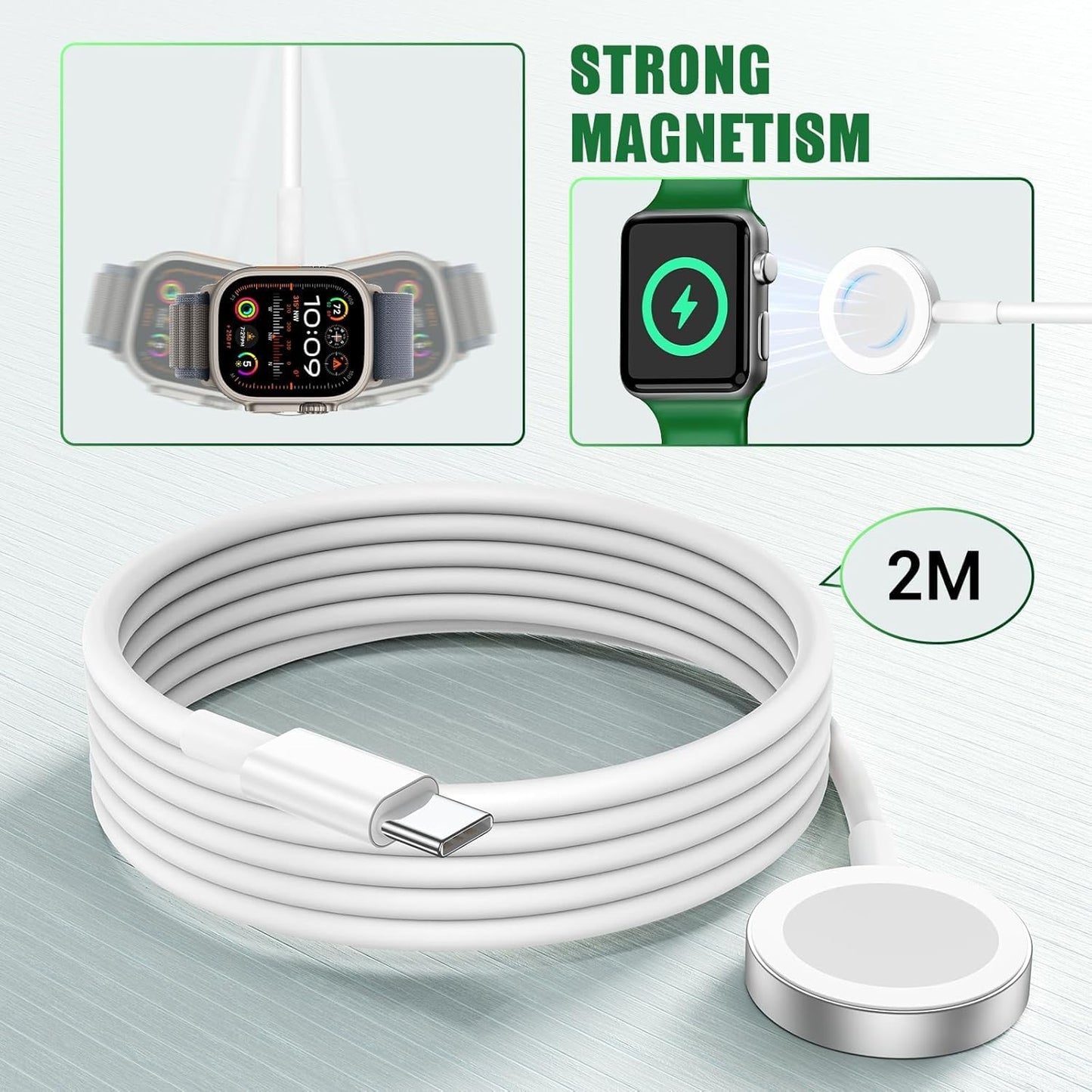 Apple Watch Charger Fast Charging, USB C iWatch Charging Cable Cord 6ft and Type C Wall Charger Block Plug, iPhone Watch Cable for Apple Watch Series Ultra 2/Ultra/Series 9/8/7/SE/6/5/4/3/2/1