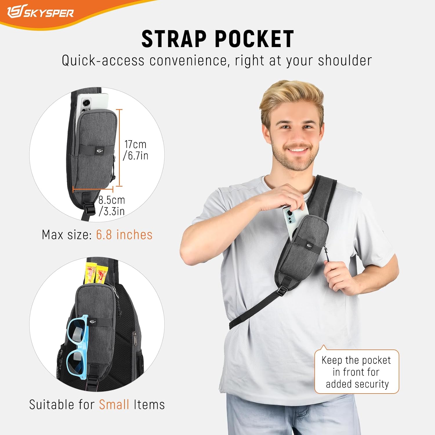 SKYSPER Sling Bag Anti Theft Crossbody Bag RFID Lightweight Travel Shoulder Chest Bag for Hiking