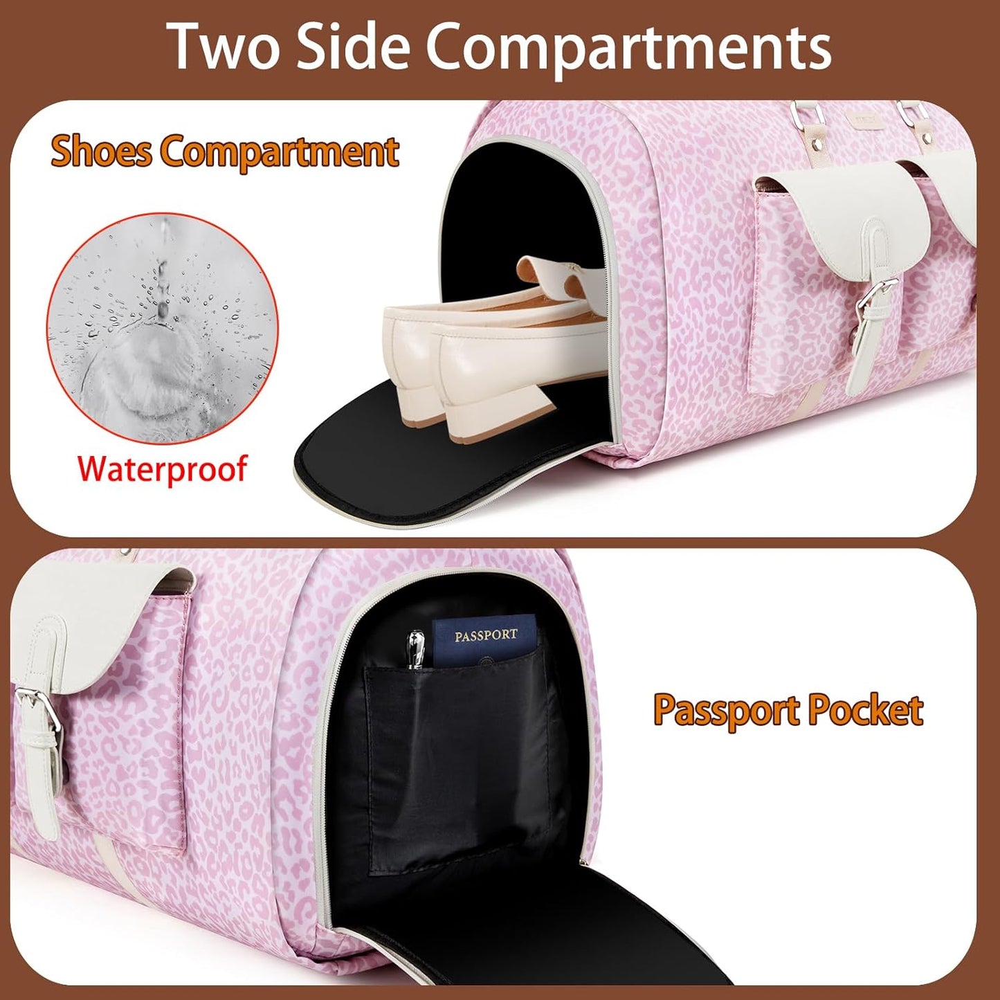 Garment Duffel Bag for Travel - ITIEZY Convertible Carry on Garment Duffel Travel Bag for Women Men Large Weekender Bag with Shoes Pouch 2 in 1 Hanging Suit Travel Duffel Bag 3pcs Set