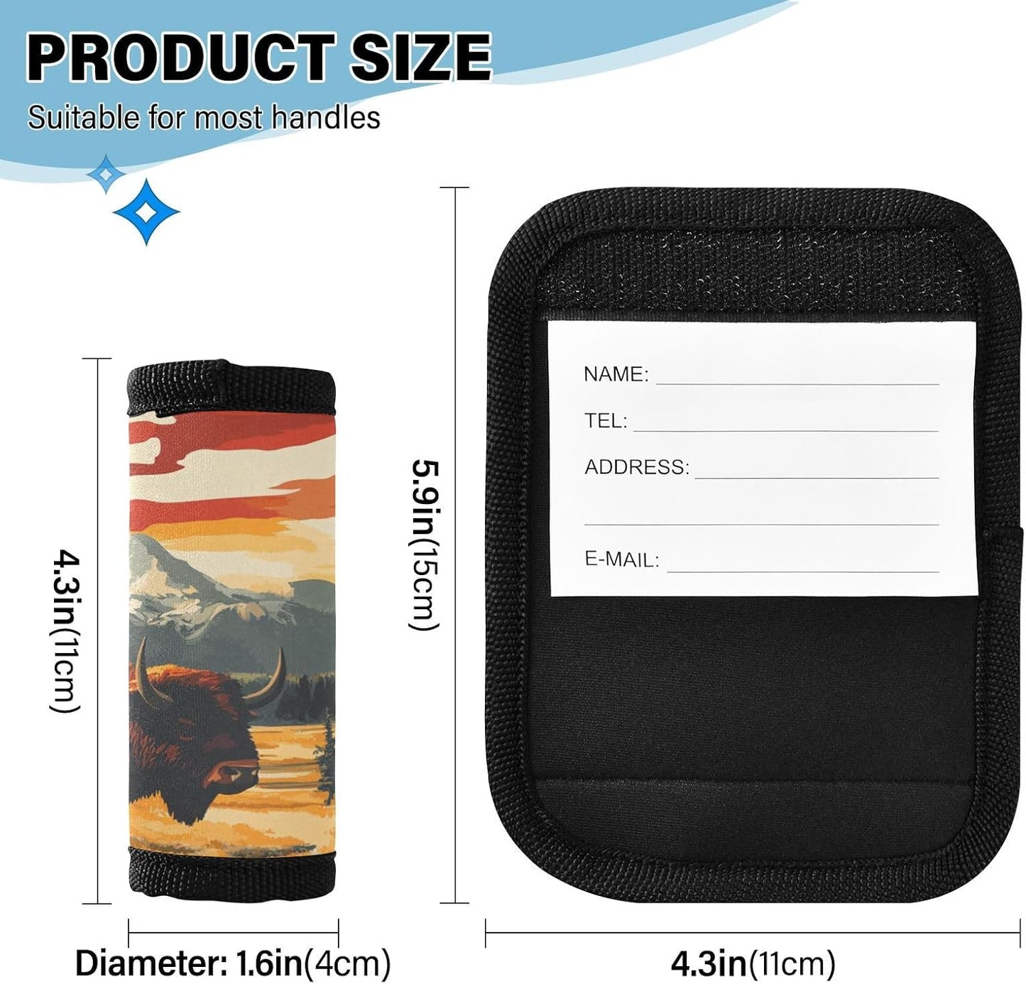 July 4th Yellowstone National Park Red 2 Pack Luggage Handle Wraps Covers for Suitcase Identifiers Bag Tags Travel Accessories