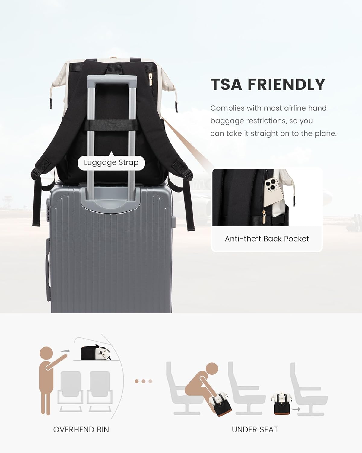 LOVEVOOK 17.3 Inch Laptop Backpack for Women, Large Capacity Travel Backpack with Organizer Bag