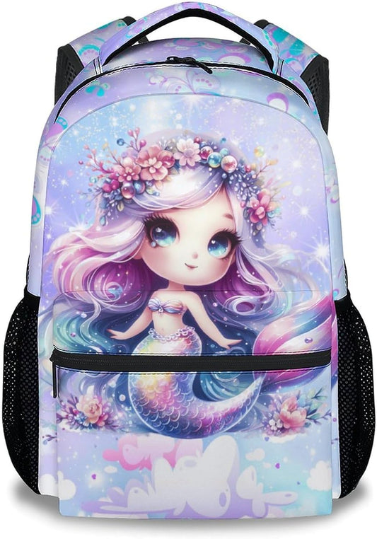 Girls Bookbag - Mermaid Backpack for Girls - School Back Pack with Large Capacity - 17 Inch Cute Kids Schoolbag for Primary Kindergarten Preschool