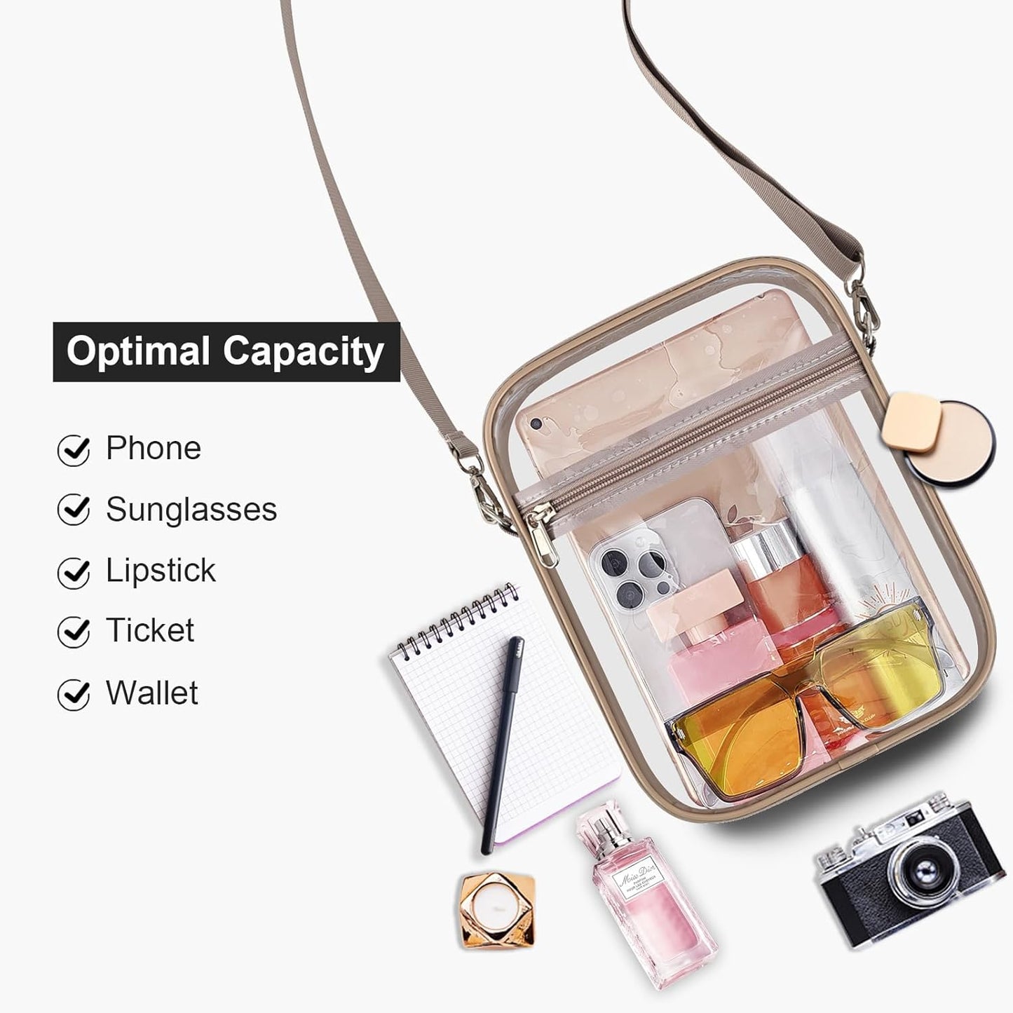 USPECLARE Clear Purse Stadium Transparent Messenger Bag Stadium Approved for Men and Women Clear CrossBody Bag