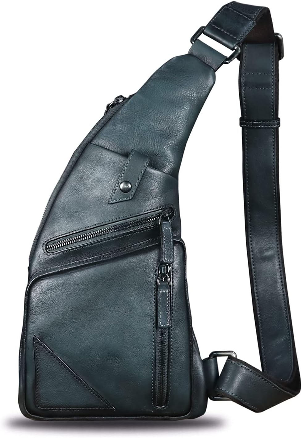 Genuine Leather Sling Bag for Men Vintage Handmade Crossbody Daypack Hiking Backpack Retro