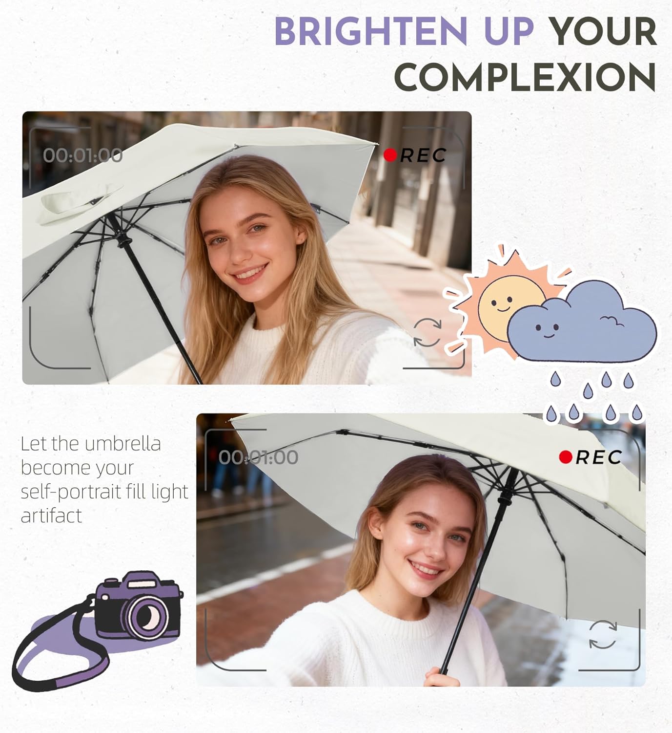UV Travel Umbrella for Sun Protection & Rain, Compact Windproof Folding, Refined craftsmanship, Auto Open/Close, 43" Canopy with color coating, UPF 100+ UV Blocking, TSA Approved