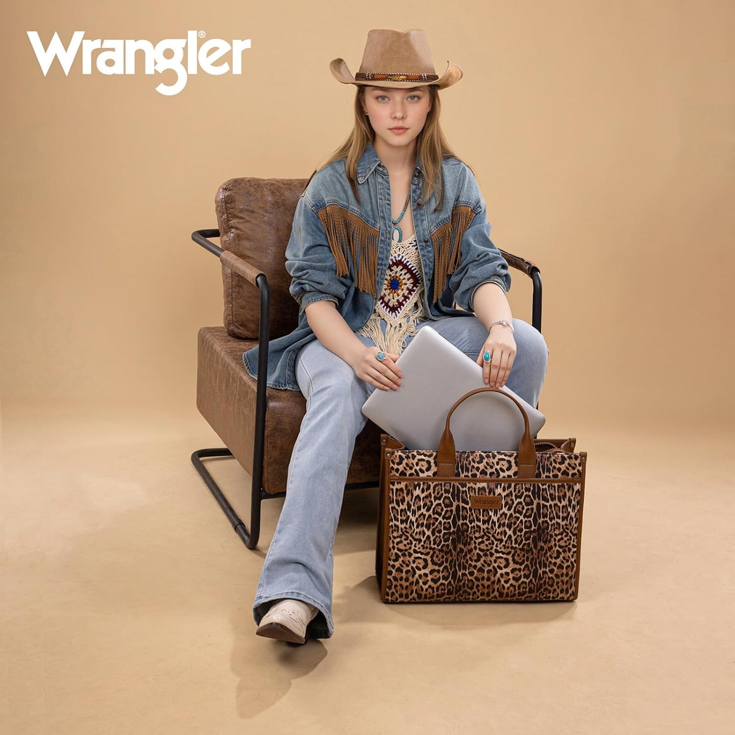 Wrangler Laptop Bag for Women 15.6 Inch Vintage Work Tote Bag for Business Briefcase Handbag with