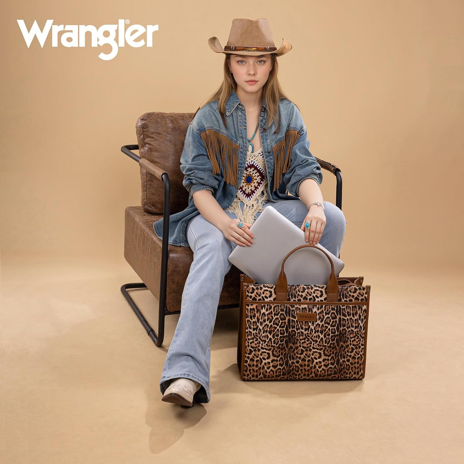 Wrangler Laptop Bag for Women 15.6 Inch Vintage Work Tote Bag for Business Briefcase Handbag with