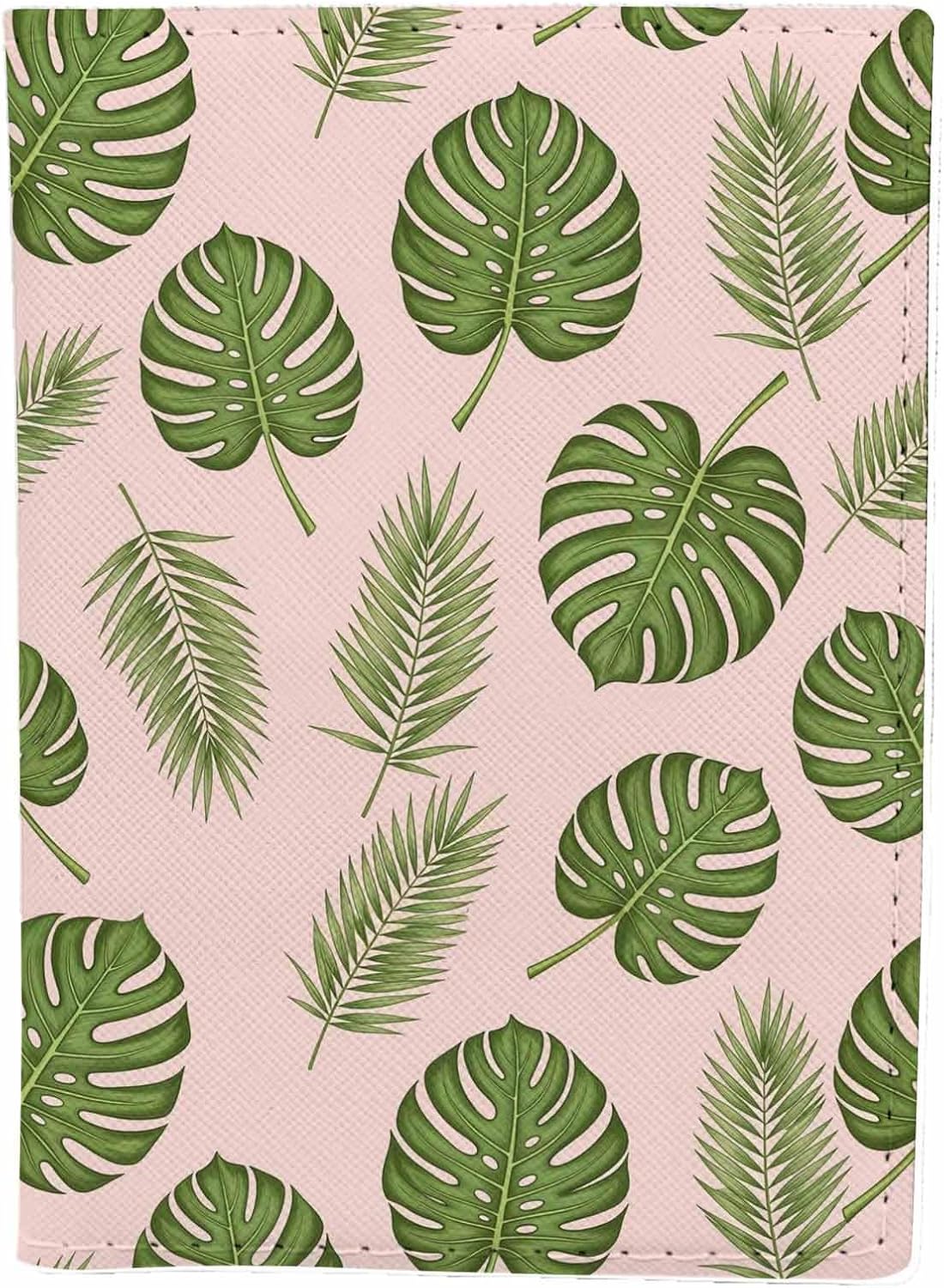 Green Palm Passport Holder for Travel Tropical Exotic Leaves Jungle Summer PU Leather Passport Cover Wallet Cute Passport Card Holder for Women and Men
