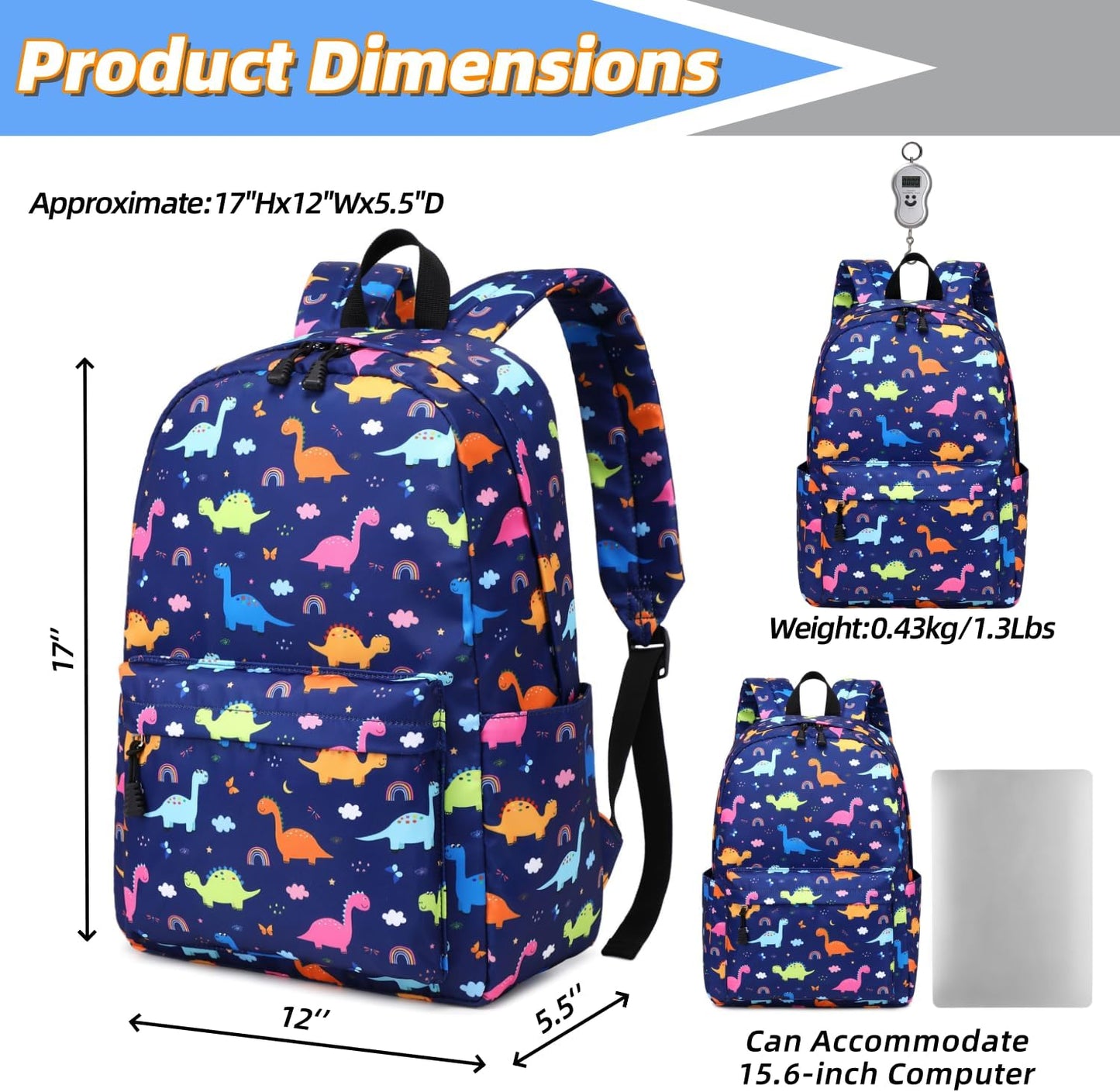 Backpack For Girls Elementary School Bookbag Durable Kid's Backpack Lightweight Travel Daypack (Blue-G)