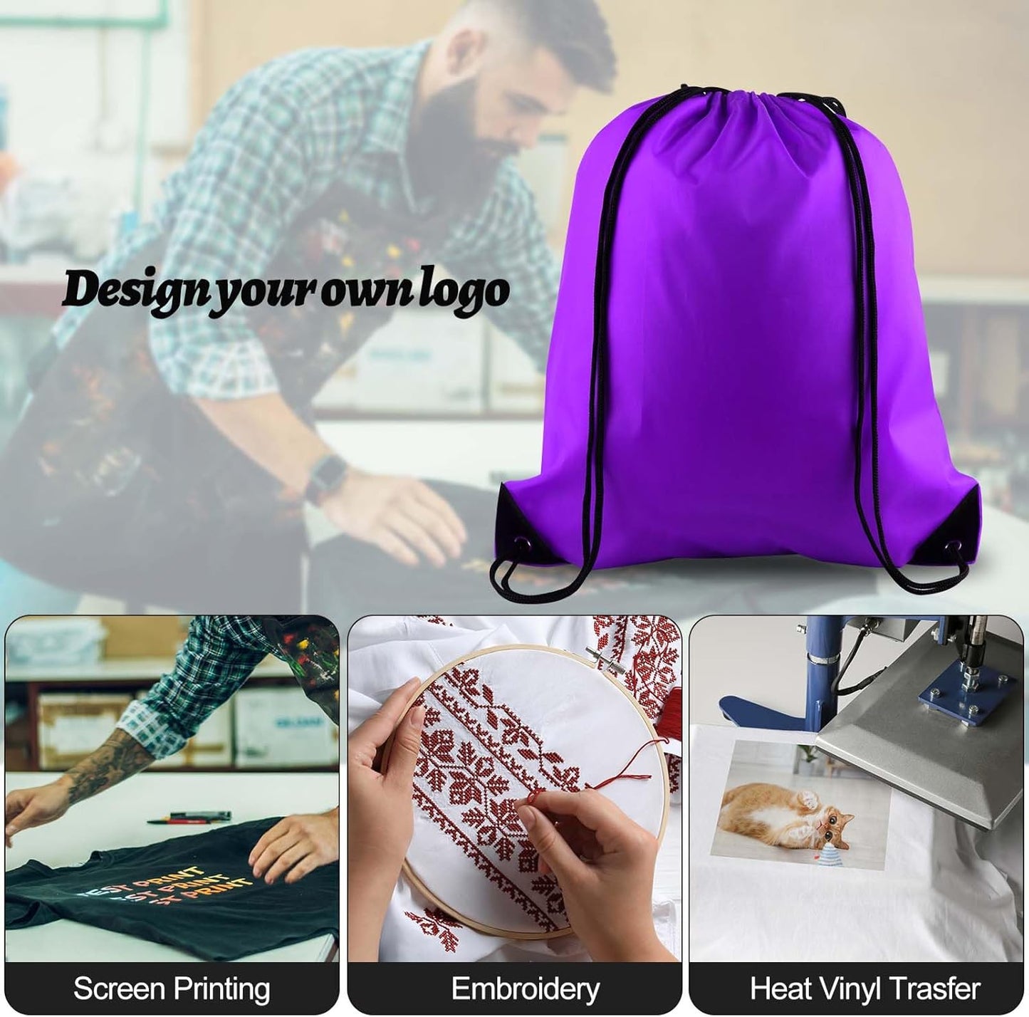 PLULON 15 Pcs Drawstring Bags Drawstring Backpack Bulk, Multicolor String Backpack Cinch Sack Sport Gym Bags for Yoga Traveling Outdoor Sports