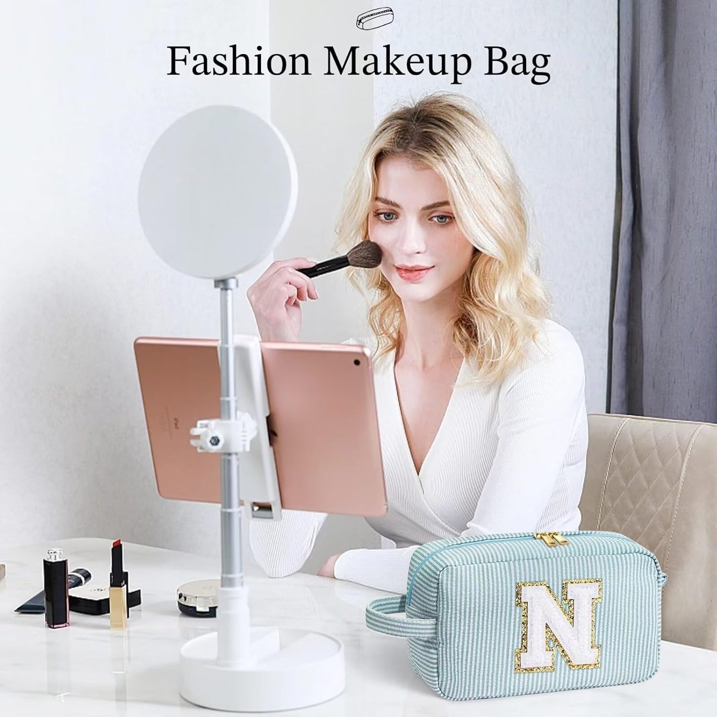 YOOLIFE Gifts for Teens - Personalized Initial Makeup Bag for Girls, Birthday Gifts for Girls, Ages 10-13
