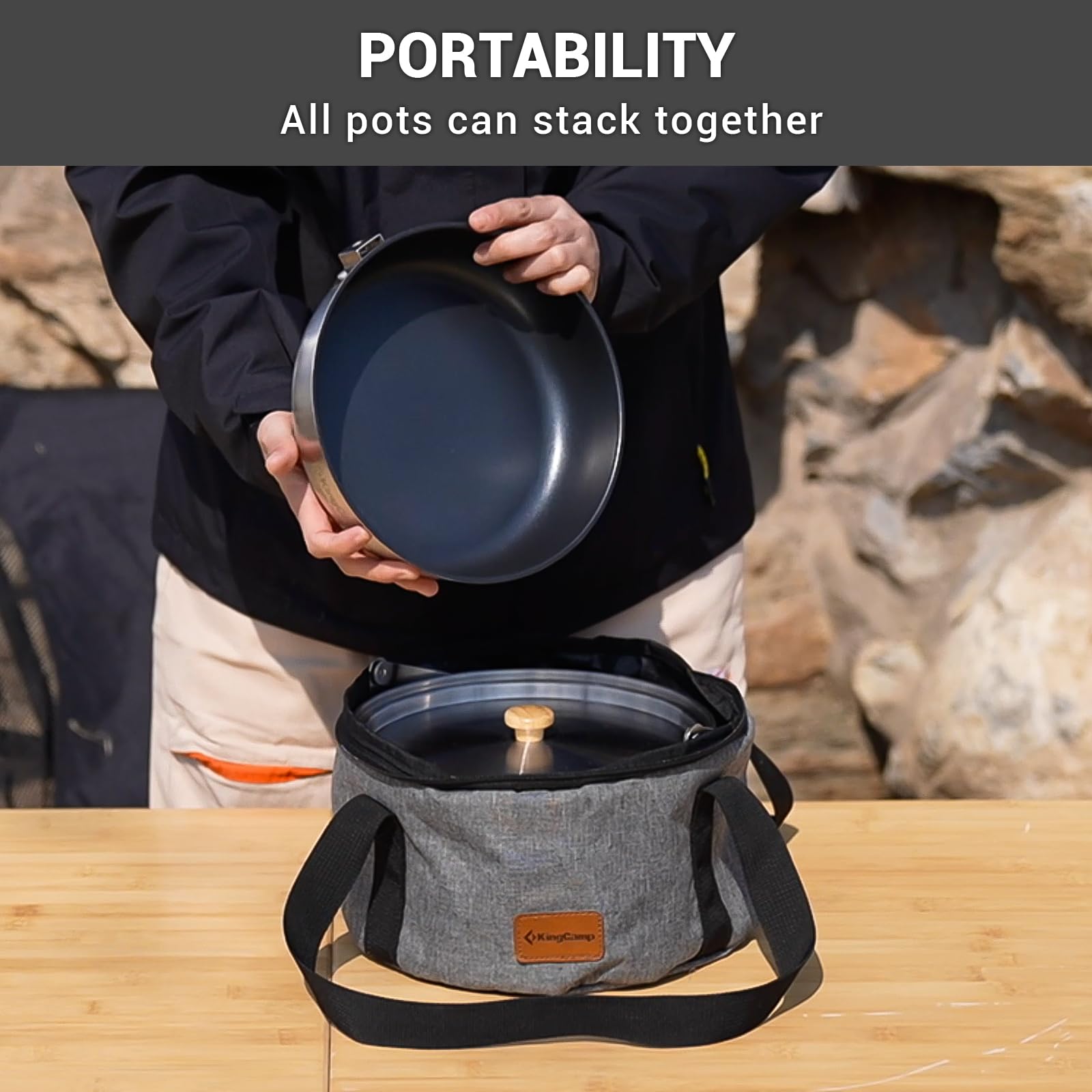 KingCamp Camping Cookware Set, 304 Stainless Steel Camping Pot for 4-6