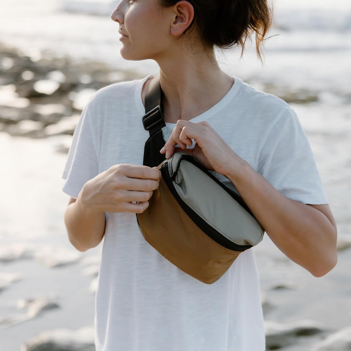 Nomadix Fanny Pack Eastern Beach – Lightweight, Water-Resistant Crossbody Bag for Hiking, Festivals, and Travel – Eco-Friendly Recycled Nylon with Key Clip, Dual Pockets, and Secure Storage