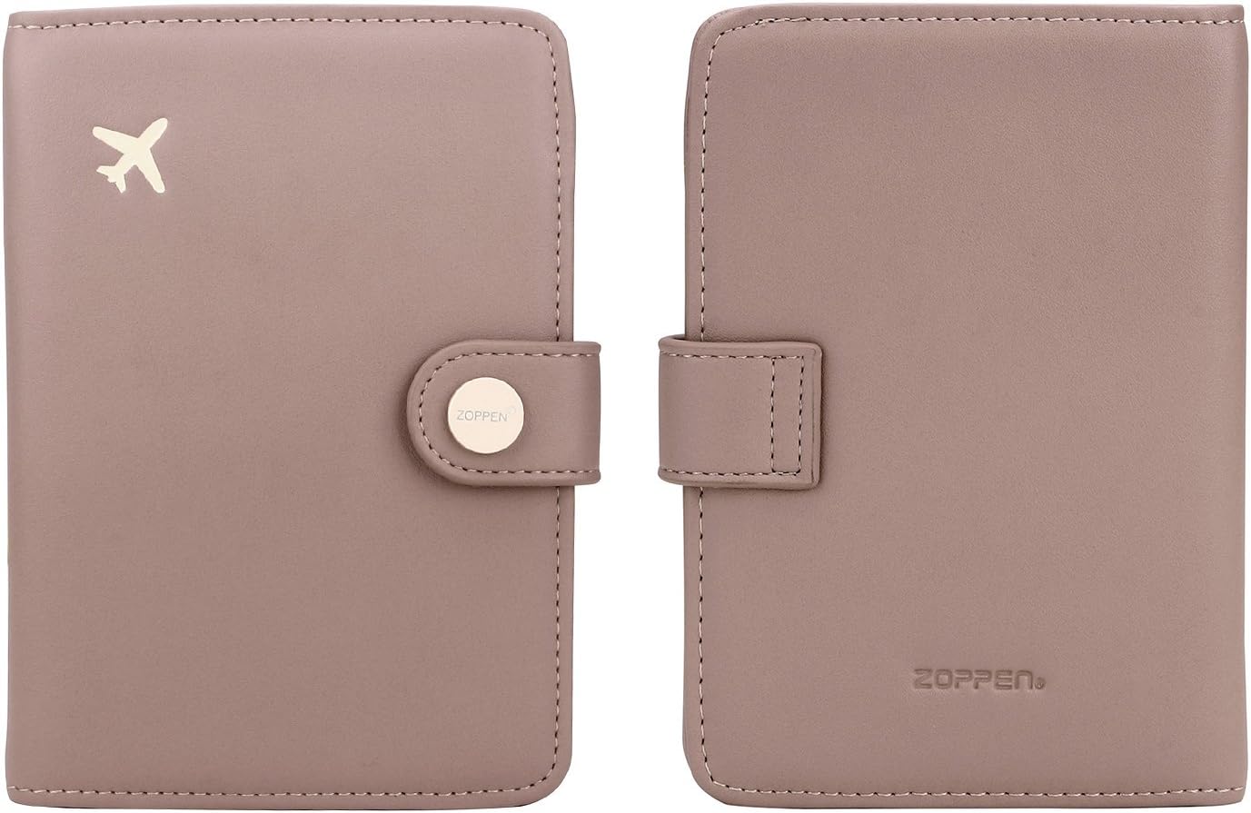 ZOPPEN Passport Holder Women, Passport Cover Travel Wallet Rfid Blocking Passport Wallet Cover Case Travel Essentials Document Organizer, Dusty Pink