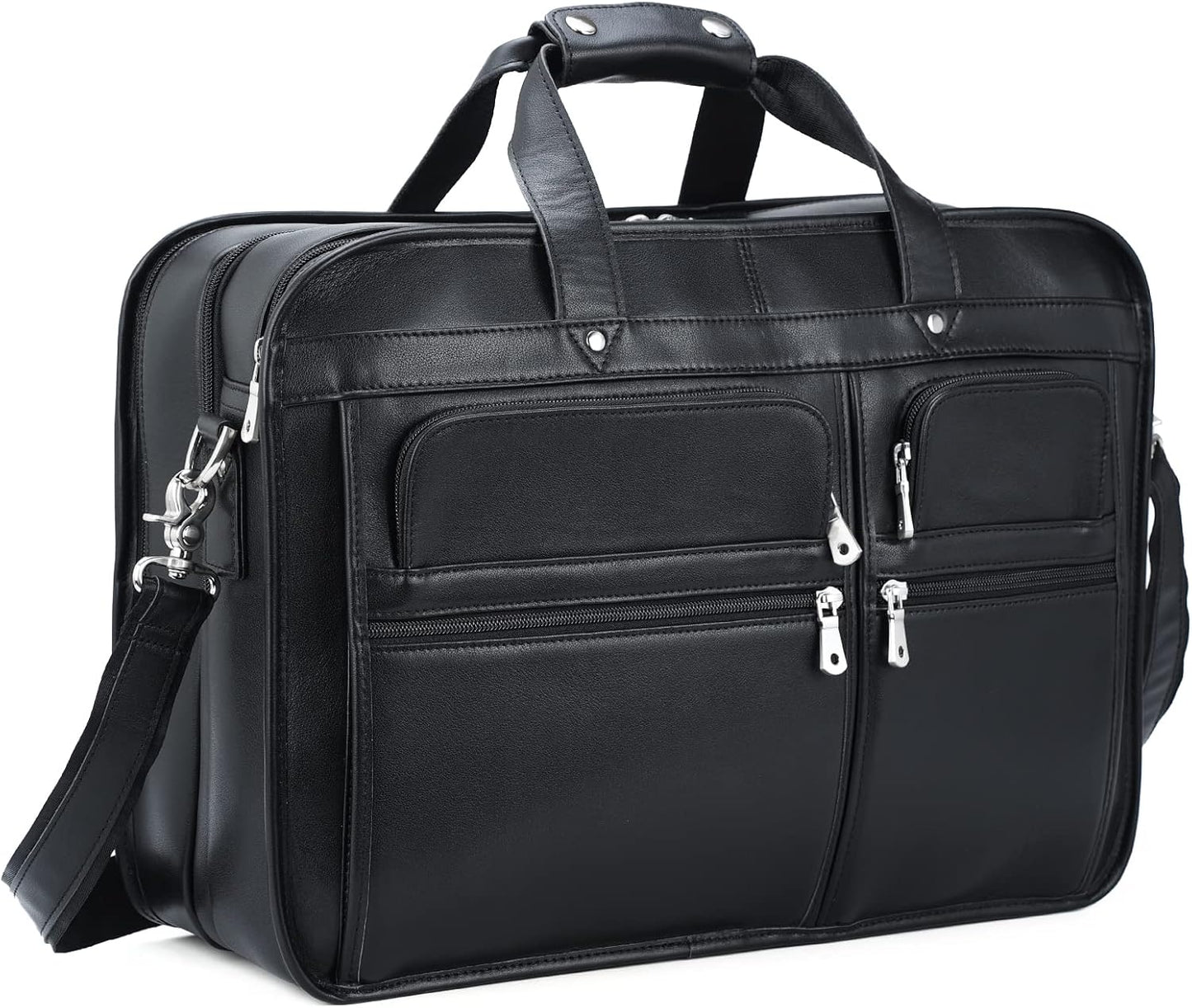 Polare 18.5” Full Grain Leather Laptop Briefcase Messenger Bag Tote For Men Large Fits 17.3” Laptop