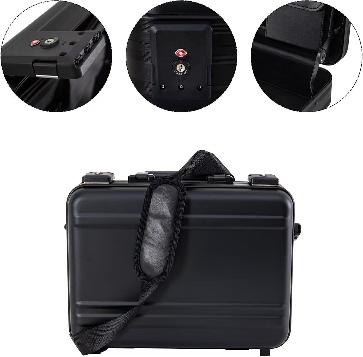 Metal Briefcase with Removable Shoulder Strap 14 Inch Laptop Brief Case Business Case Lawyer Briefcases