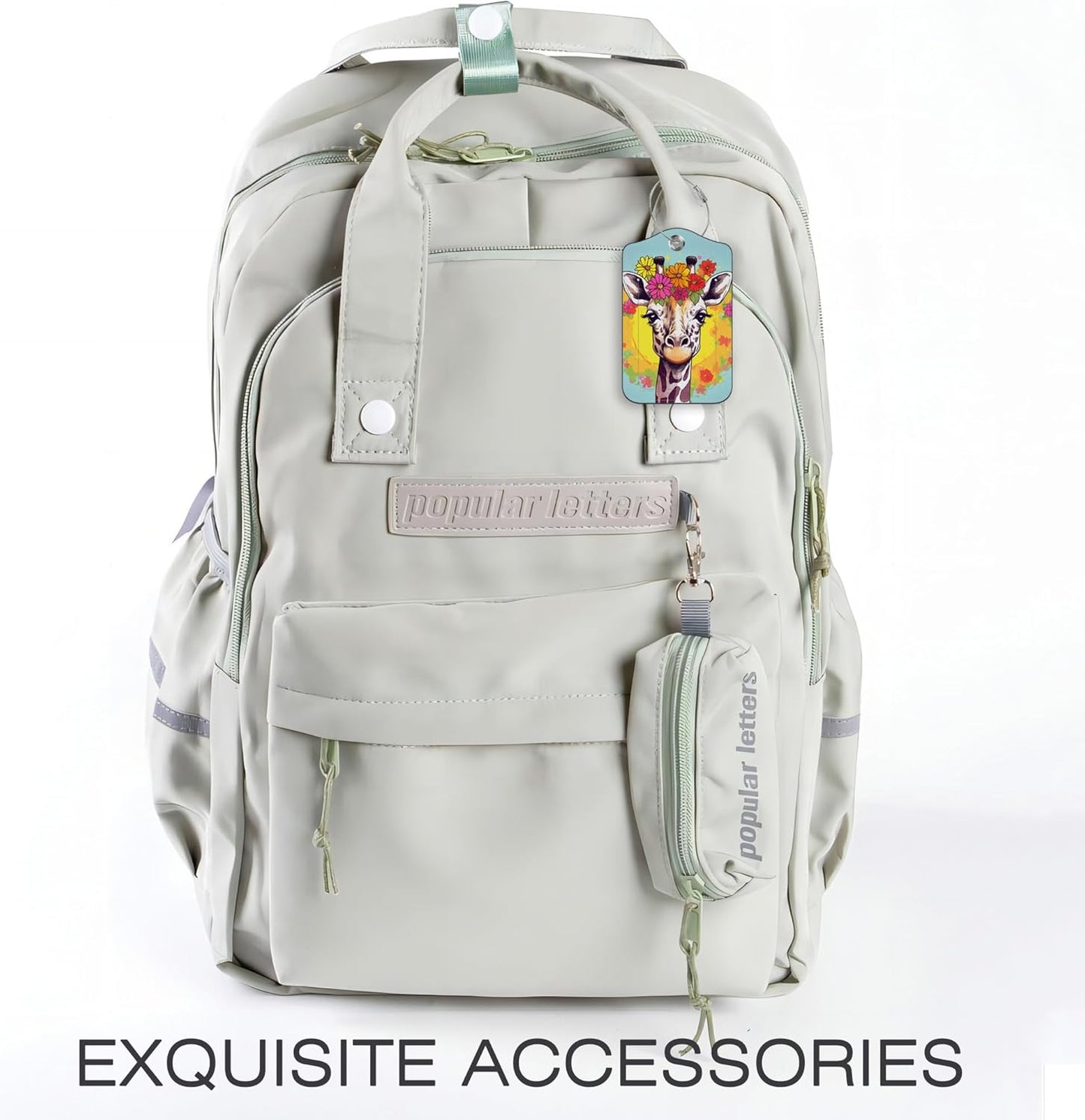 2 Pack Luggage Tags,Watercolor Giraffe PU Leather Idea Baggage Tag with ID Labels Privacy Cover Metal Ring Men and Women Travel Bag Labels