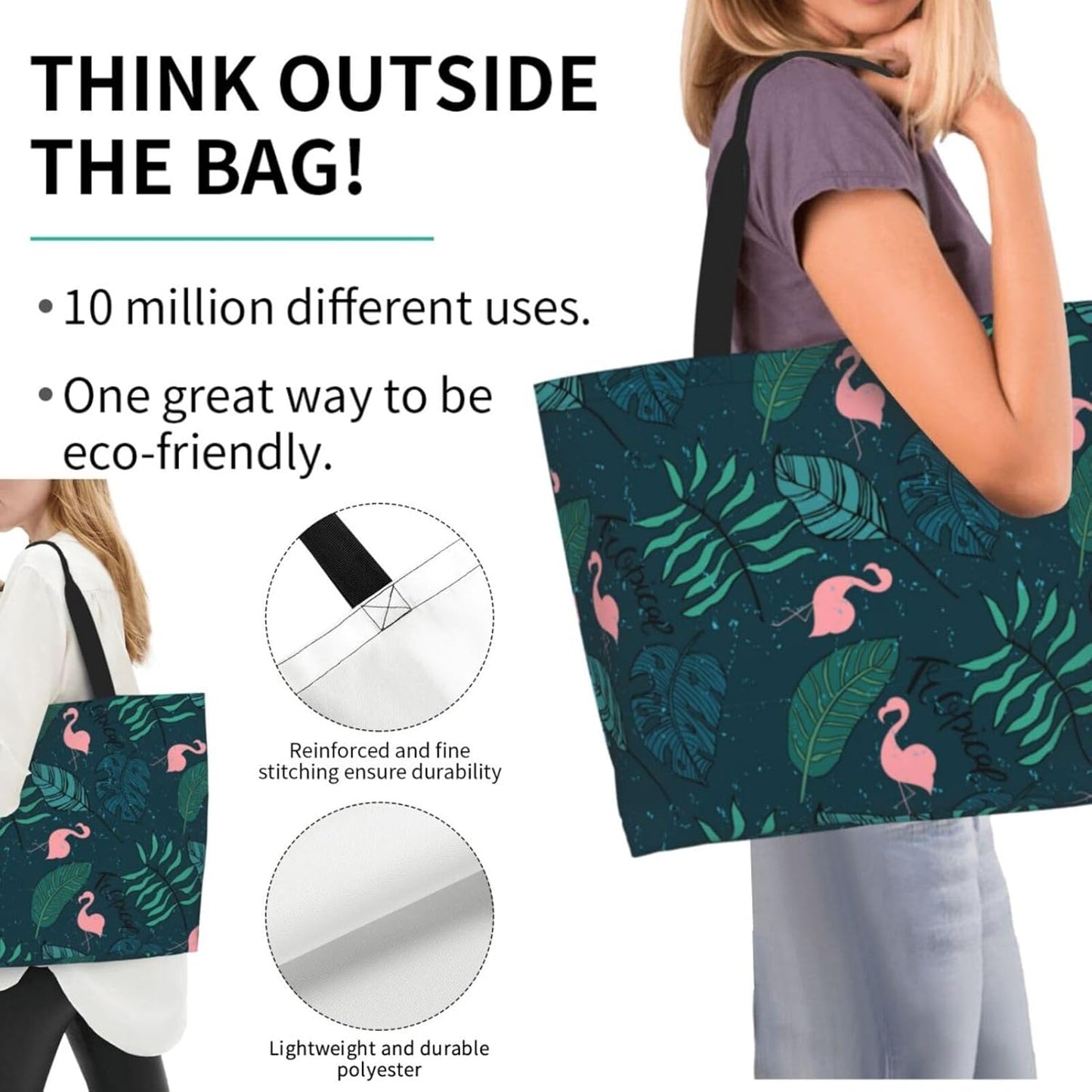 Tote Bag Beach Bag for Women Reusable Grocery Large Shopping Shoulder Bag Travel Handbag