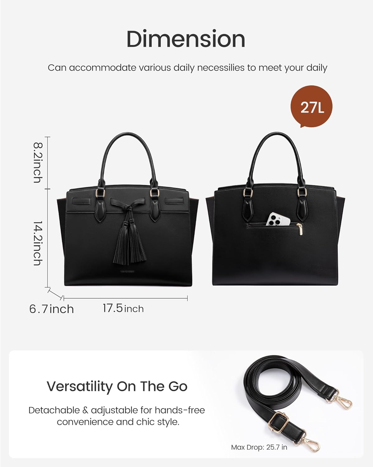 LOVEVOOK Laptop Bag for Women,Work Tote Bag with Large Cup Holder,Leather Computer Bag Teacher Bag Handbag Gifts for Women