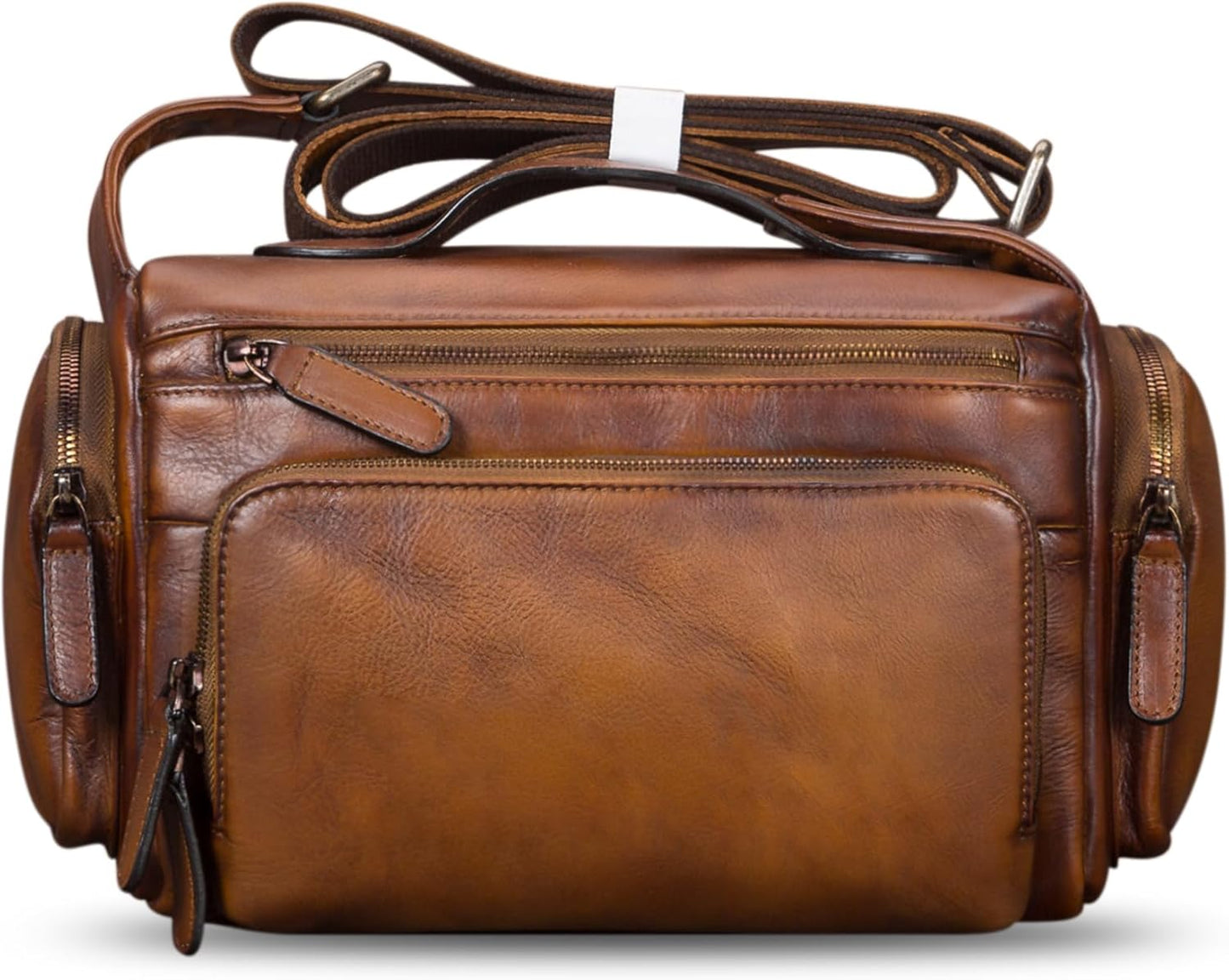 IVTG Genuine Leather Messenger Bag for Men Crossbody Shoulder Pack Satchel Casual Sling Daypack Work Business Daypack