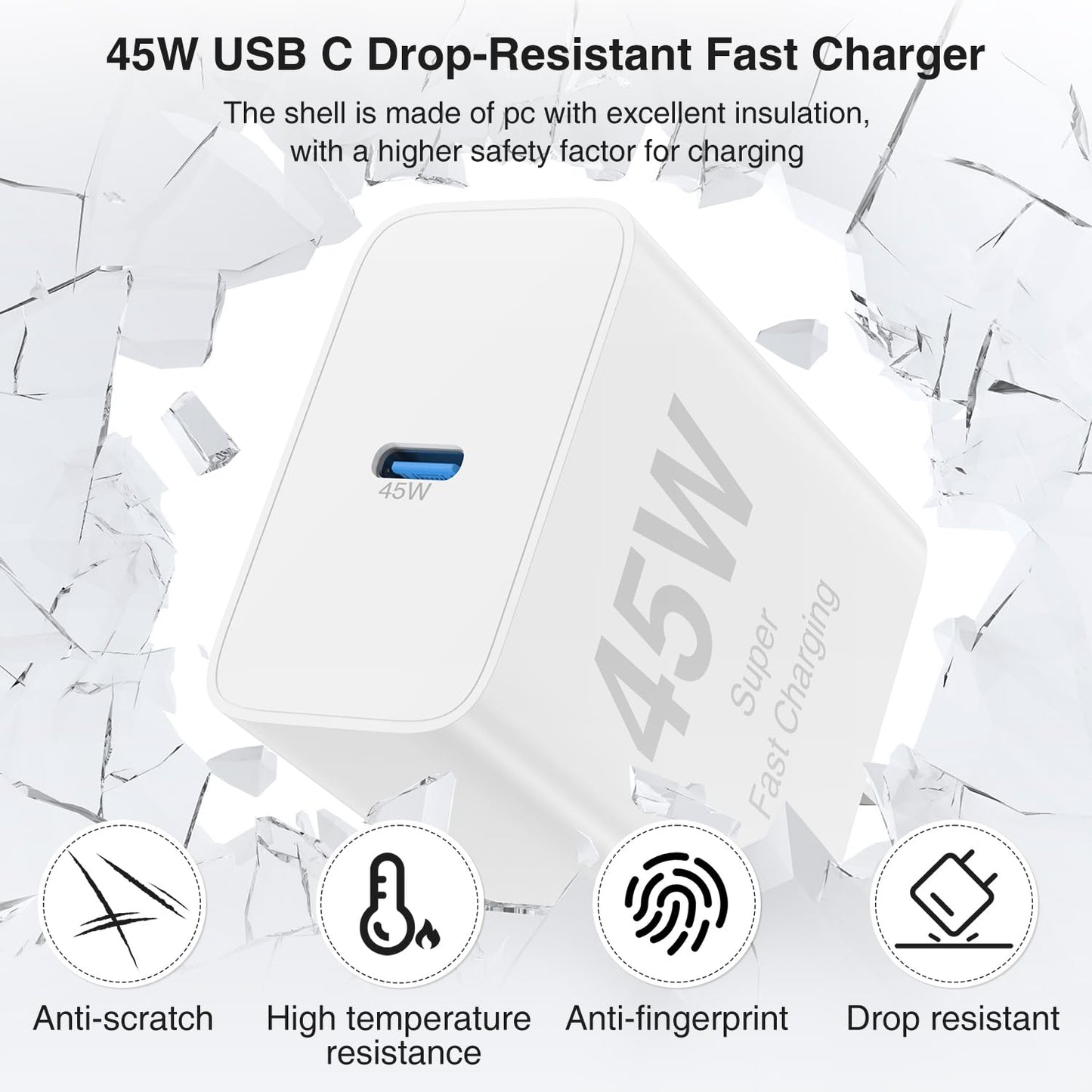 2Pack 45W iPhone 17 16 15 Charger Fast Charging,USB C Super Fast Charger Block and Long Type C to C Cable Cord 10ft for Apple iPhone 17 Pro Max/17 Air/16 Pro/16 Pro Max/15 Plus/15 Pro/iPad Plug Cube
