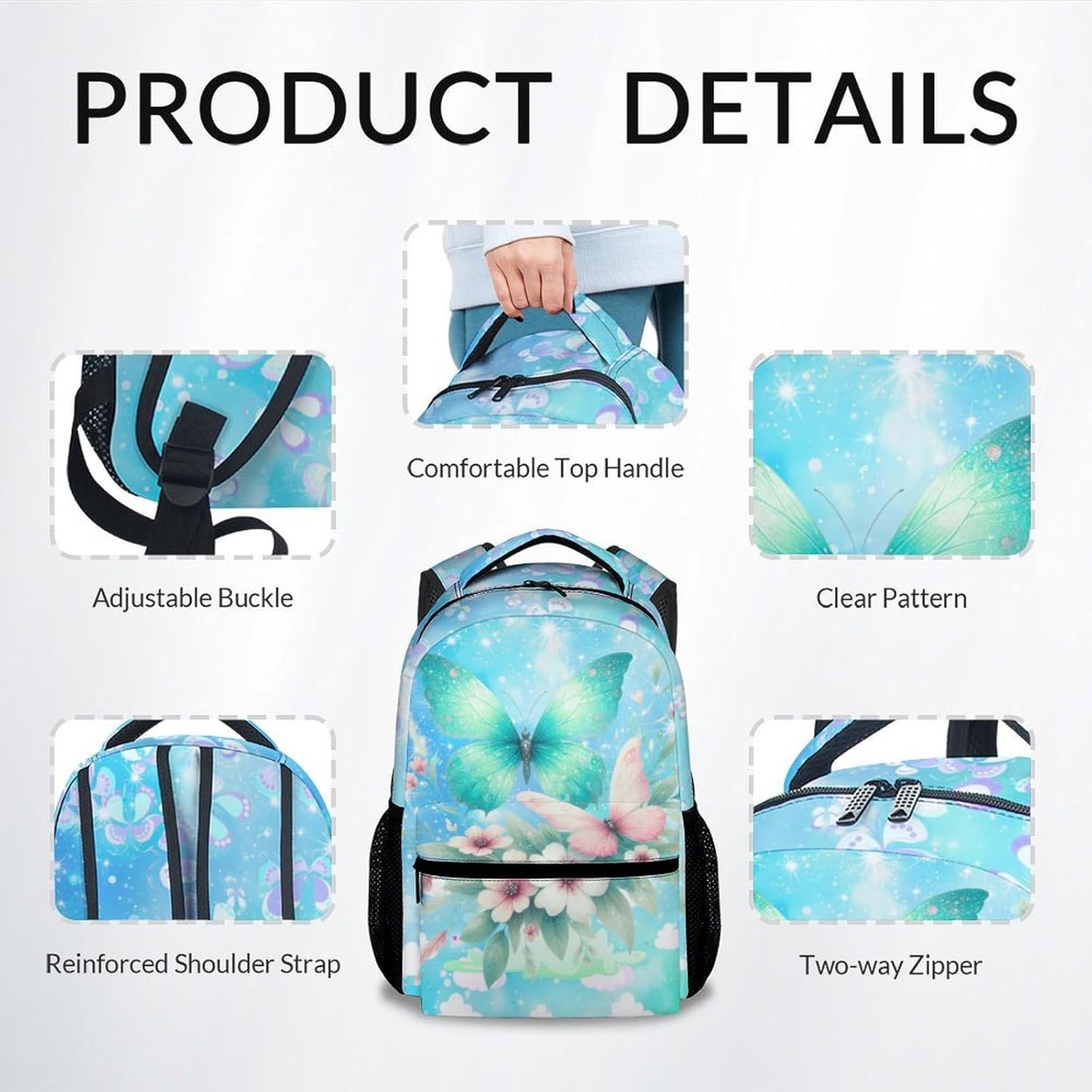 Backpack for Girls - Butterfly Backpack for Kids - Toddlers School Bag with Butterfly Print - 17