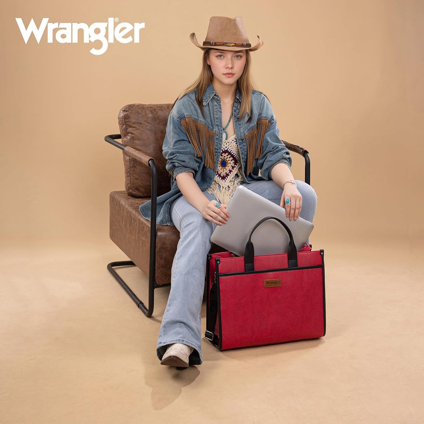 Wrangler Laptop Bag for Women 15.6 Inch Vintage Work Tote Bag for Business Briefcase Handbag with Adjustable Shoulder Strap