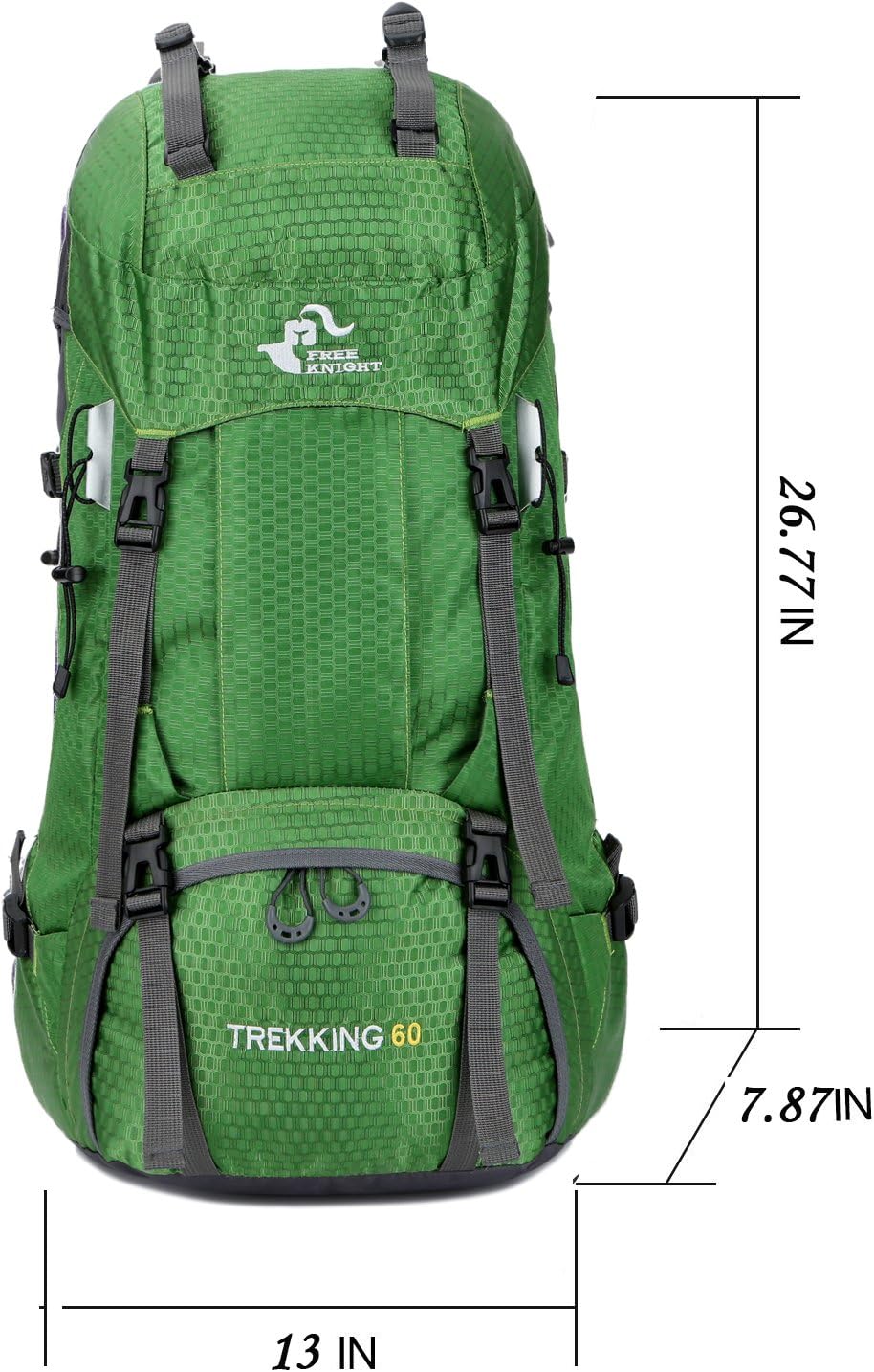 Bseash 60L Waterproof Hiking Camping Backpack with Rain Cover, Large Outdoor Sport Travel Daypack Rucksack for Climbing