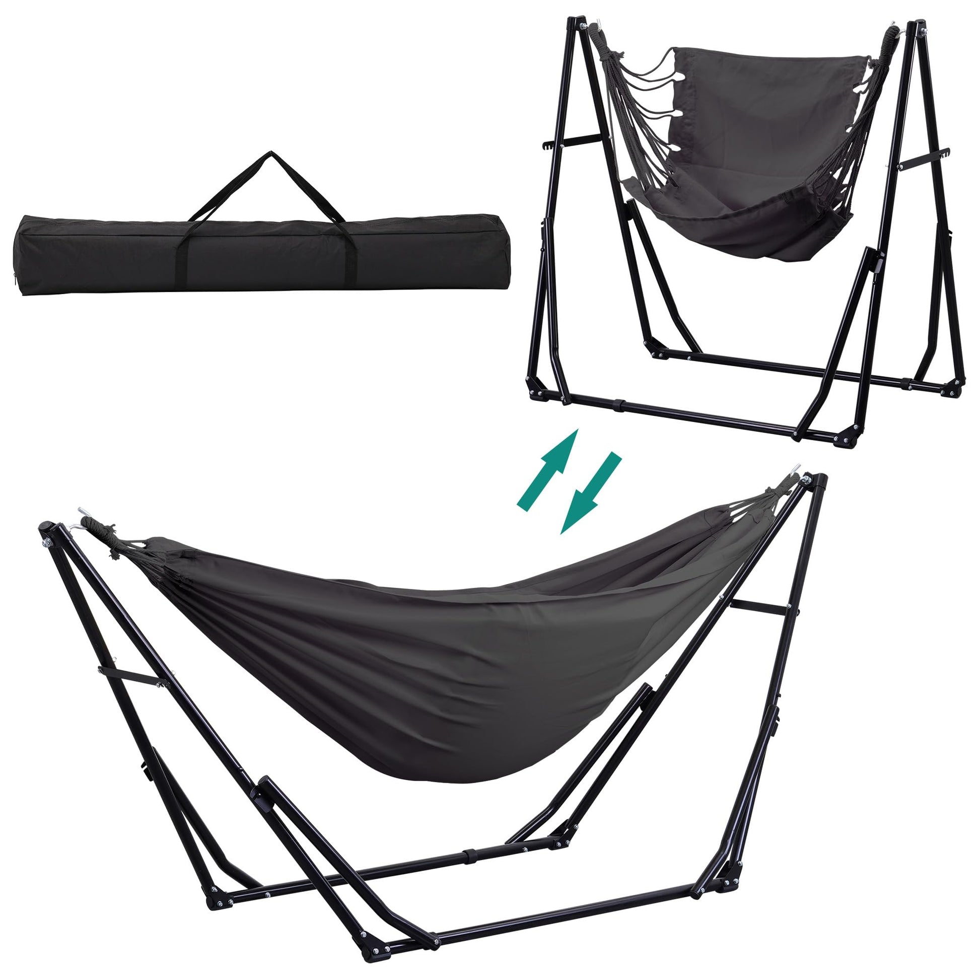 Ainfox Hammock with Foldable Stand, 2 in 1 Hammock and Swinging Chair with Carrying Bag, Portable