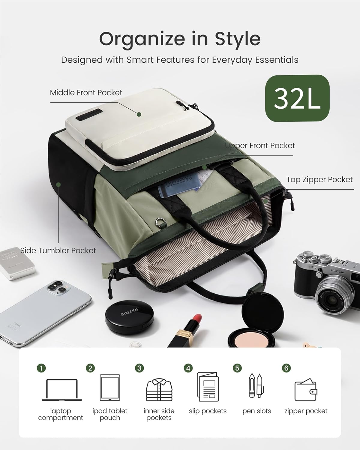 LOVEVOOK Laptop Backpack for Women, 17 Inch Travel Backpack for Work College Business, Water