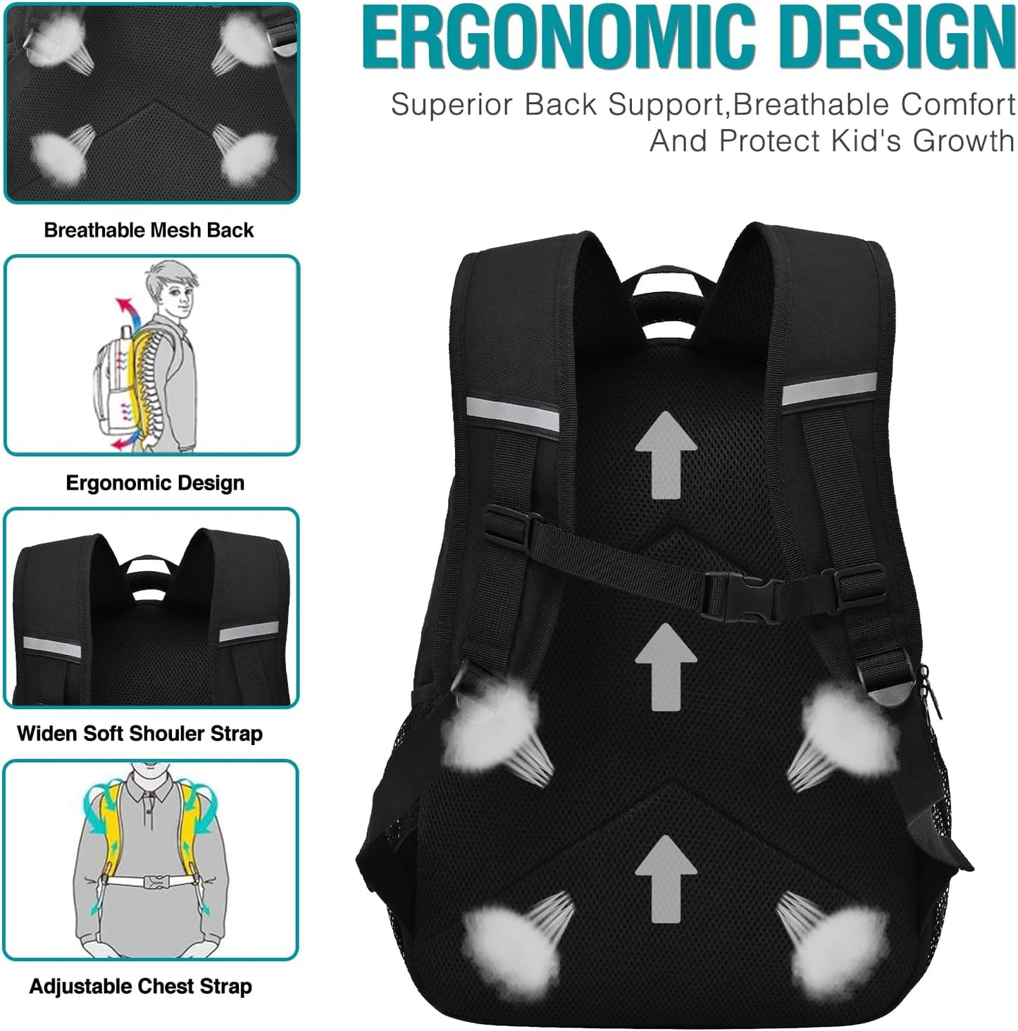 Boys Backpack for School,Gamer Backpack for Boys Kids,Boy Bookbag for Elementary Middle School Student,Video Game Bookbag For Boy Kids Teen Age 6-14,17″
