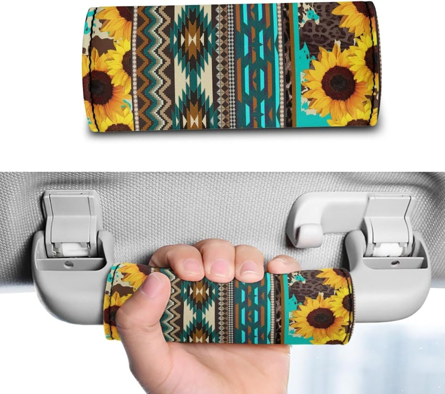 Sunflower Luggage Handle Wraps for Suitcase,2 Pcs Luggage Tags Geometric Suitcase Tags Identifiers for Women Girls Portable Suitcase Protective Handle Cover Reusable