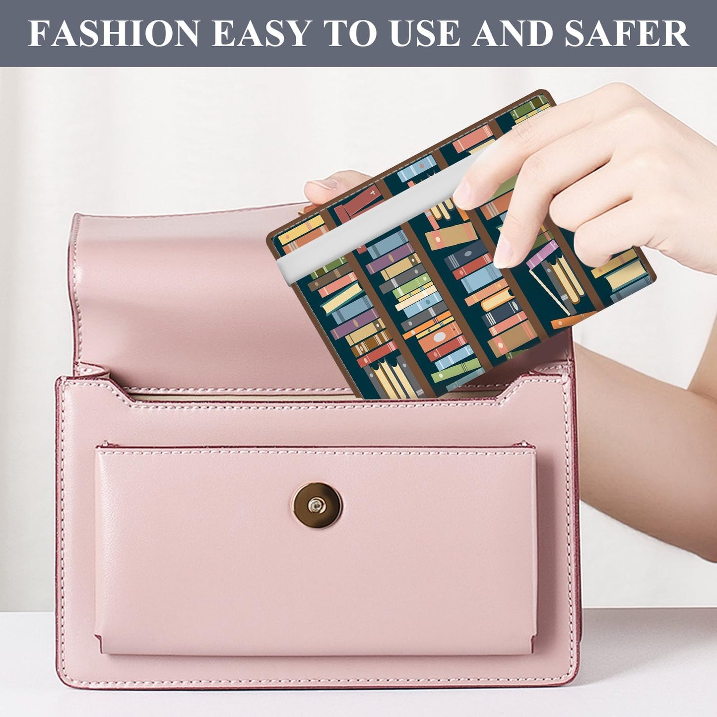 Passport Holder for Travel Essentials, RFID Premium Leather Passport Wallet Cover Case for Travel Must Haves Accessories, Passport Holders for Women Men Cute Book Shelf