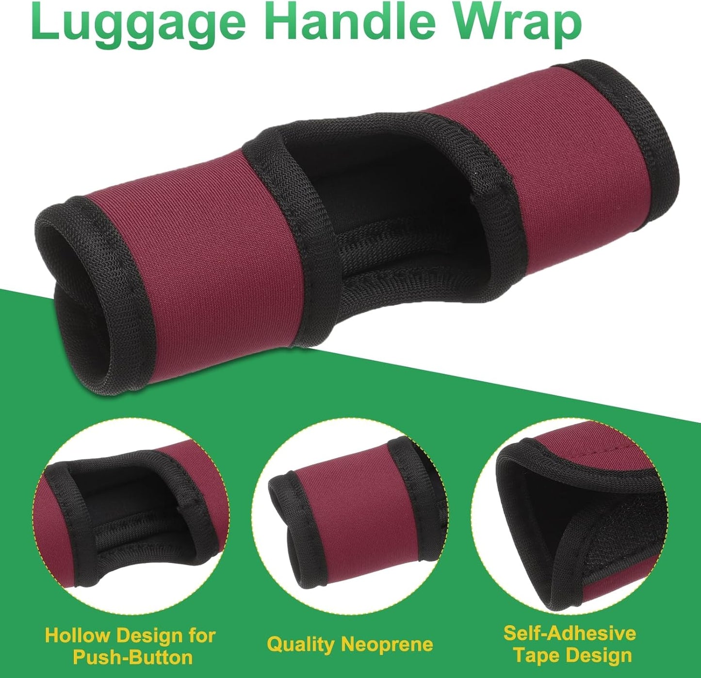 uxcell Luggage Handle Wrap, 4 Pcs Hollow Neoprene Handbag Grip Cover Protector Luggage Identifiers Suitcase Handle Wraps for Luggage Suitcase Travel Bags, Wine Red