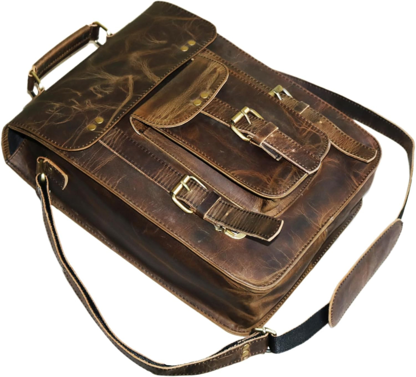 jaald Genuine Leather Messenger Bag Vintage Laptop Crossbody Bag Satchel Man Purse Shoulder Bag for man woman office bag