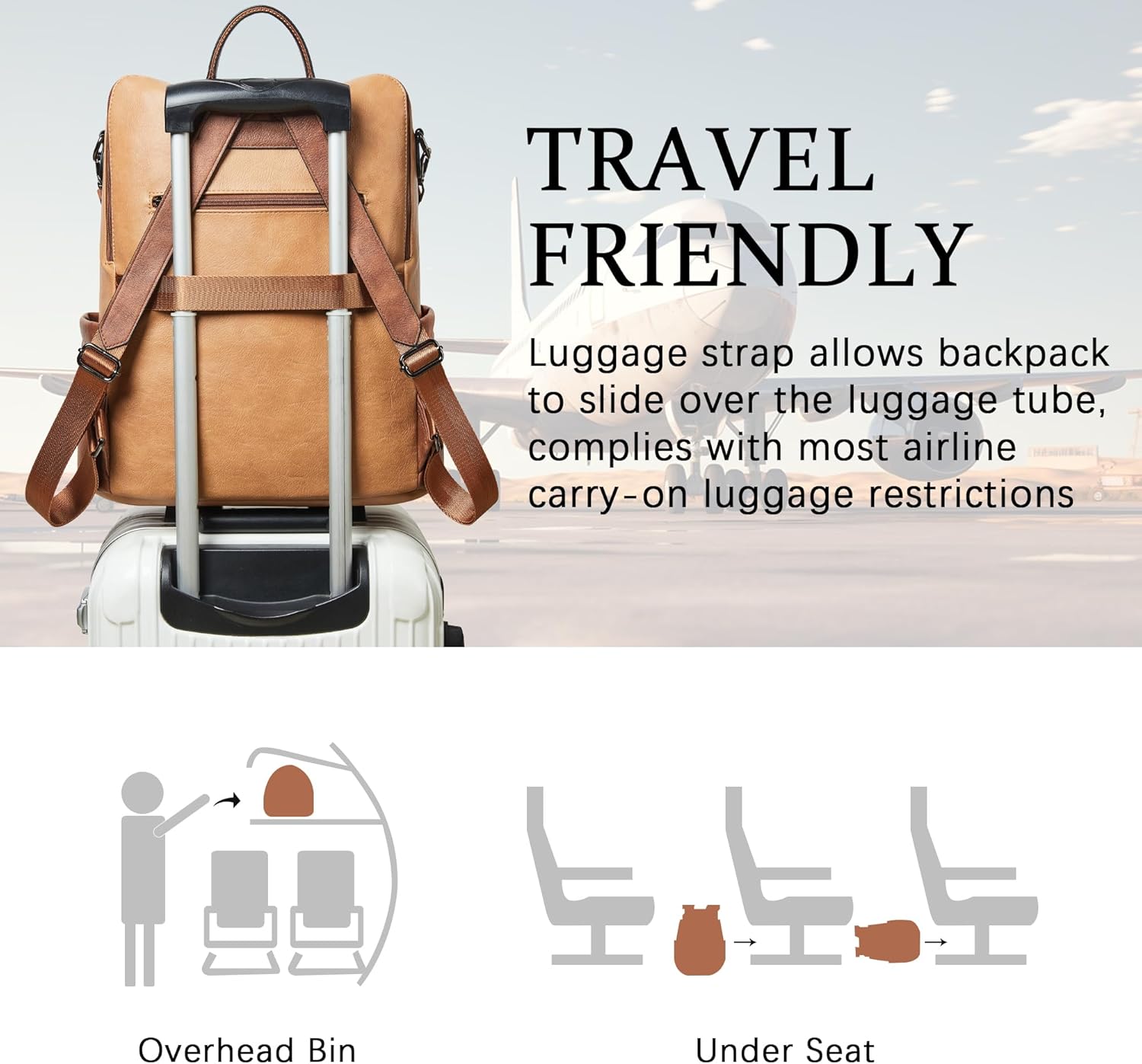 Shrrie Vegan Leather Laptop Backpack for Women 15.6 inch Work Backpack Fashion Travel Backpack
